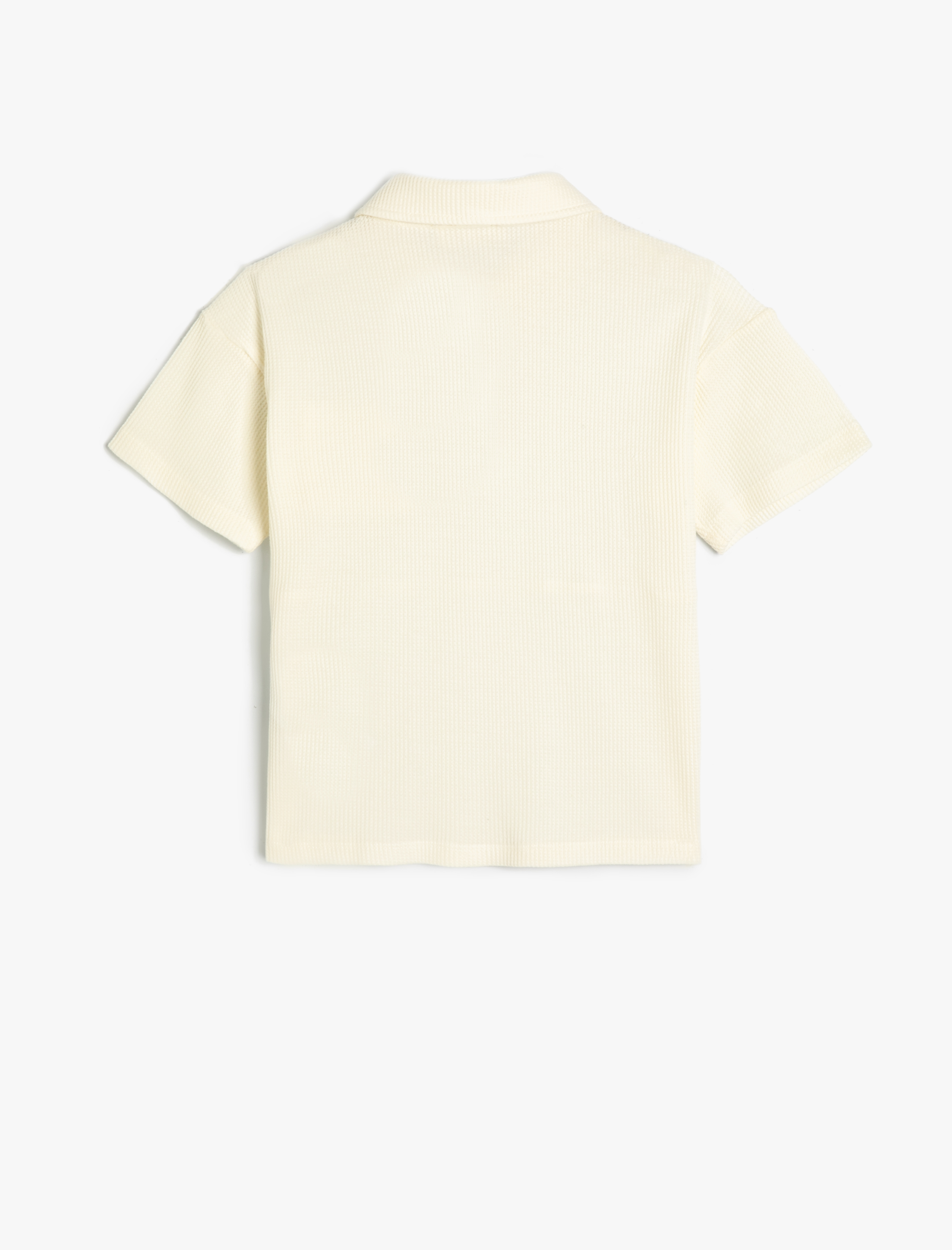  Erkek Çocuk Polo Yaka Tişört Dokulu Düğmeli Kısa Kollu Pamuklu