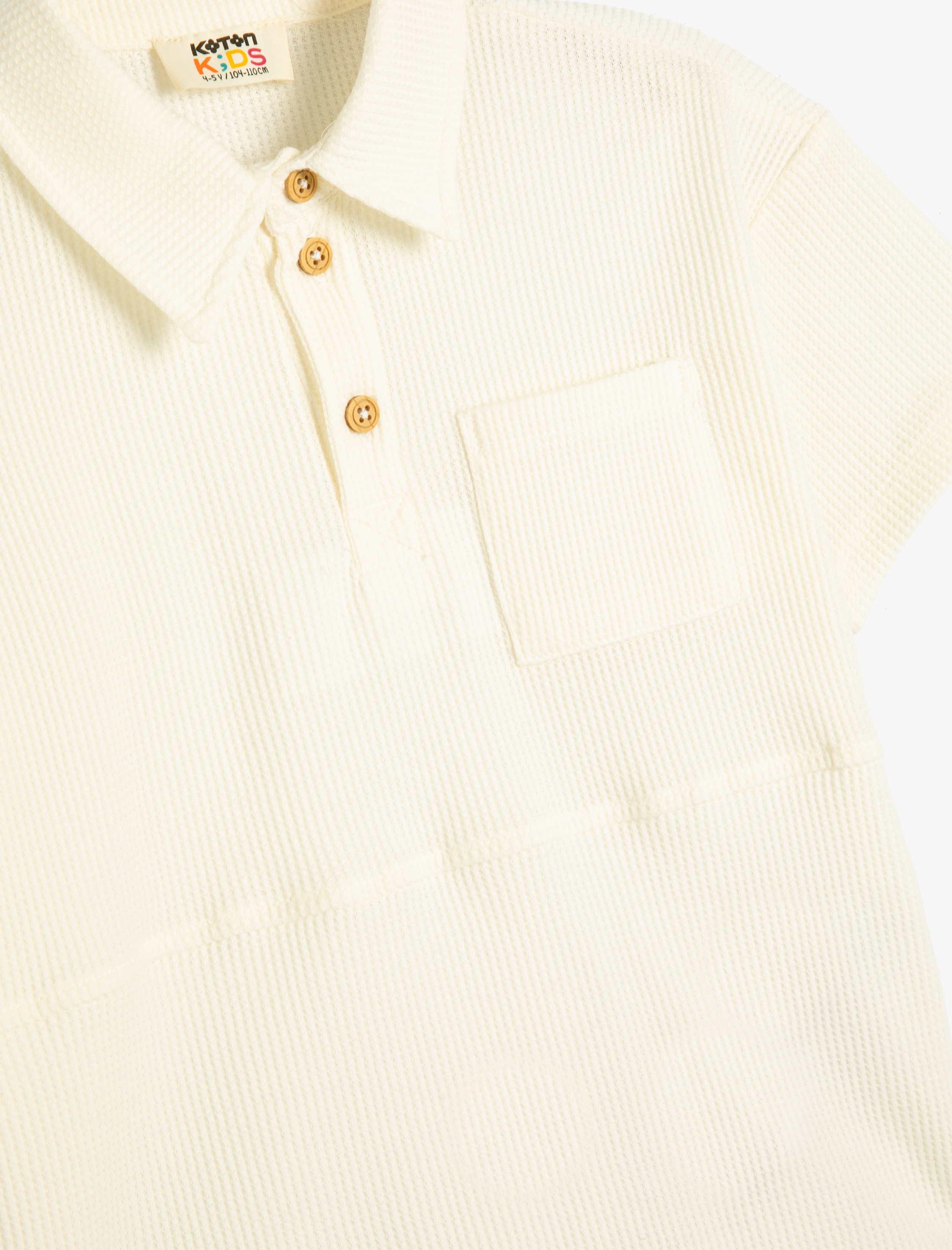  Erkek Çocuk Polo Yaka Tişört Dokulu Düğmeli Kısa Kollu Pamuklu