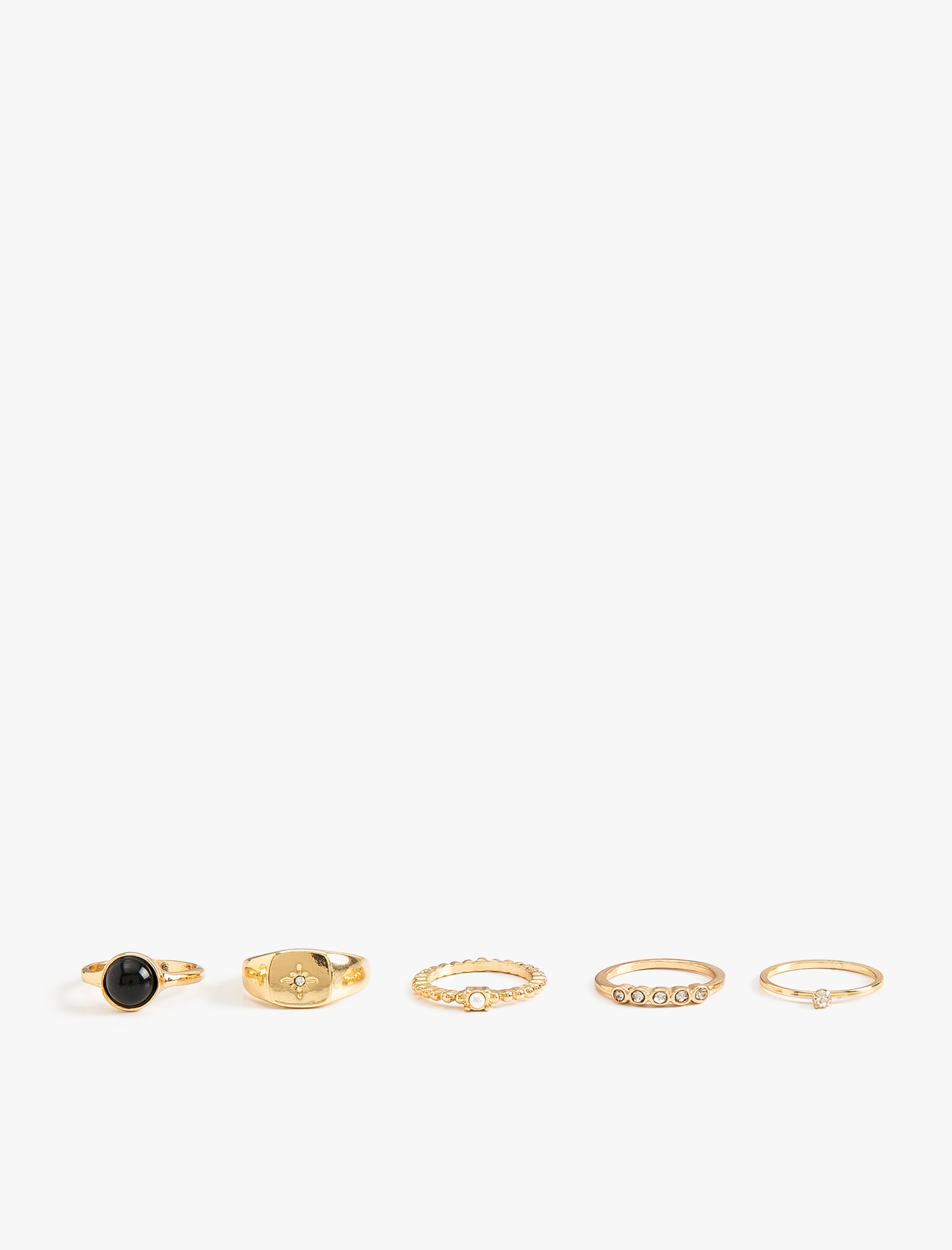  Kadın Serçe Parmağı Yüzük Seti 5'li Çelik Karışımlı