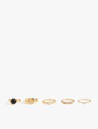 Serçe Parmağı Yüzük Seti 5'li Çelik Karışımlı