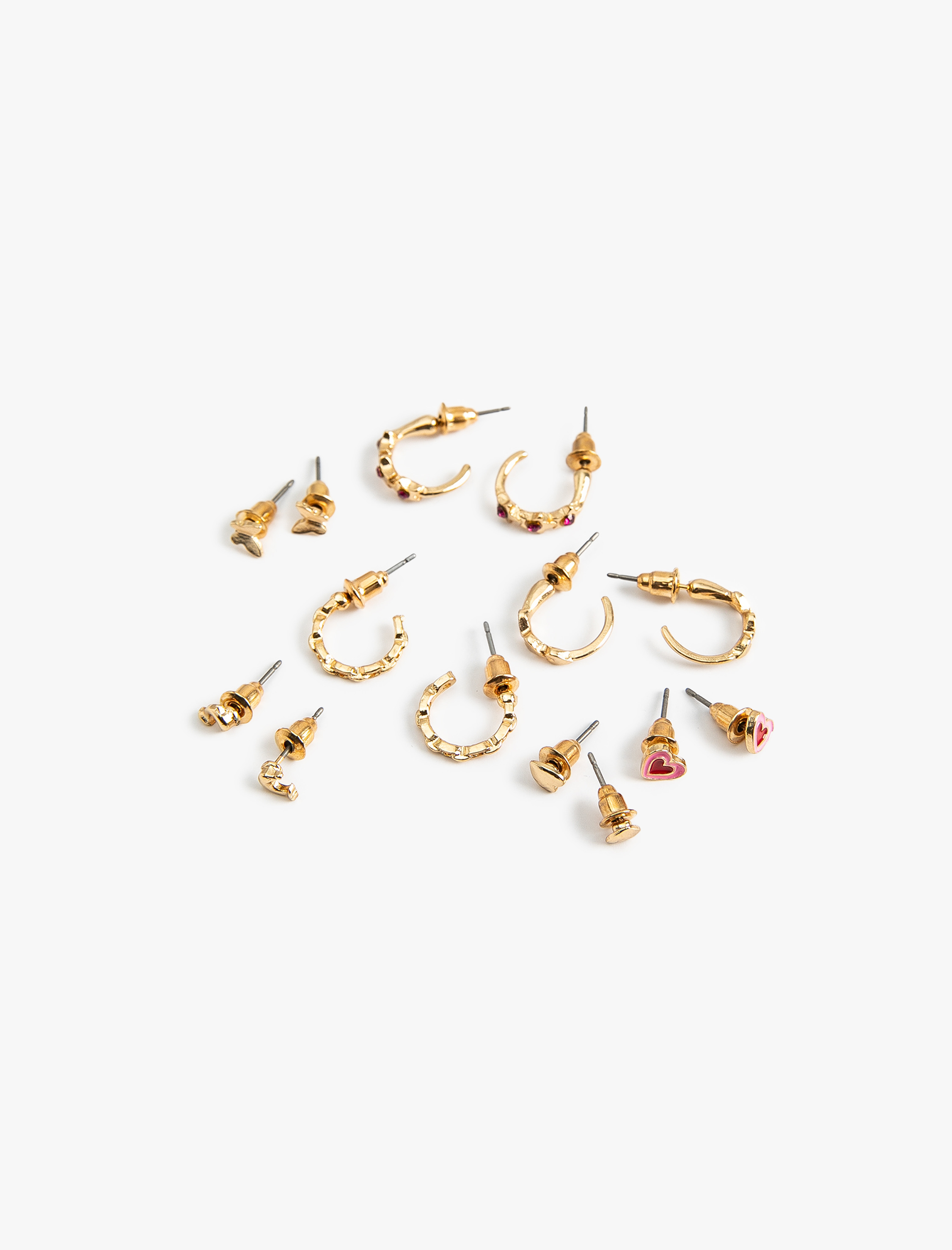  Kadın Top ve Halka Küpe Seti 7'li