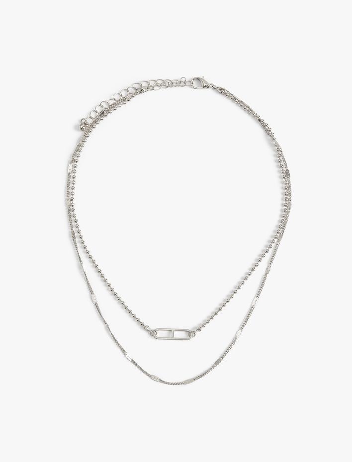 Kadın Pullu Zincir Kolye Katlı