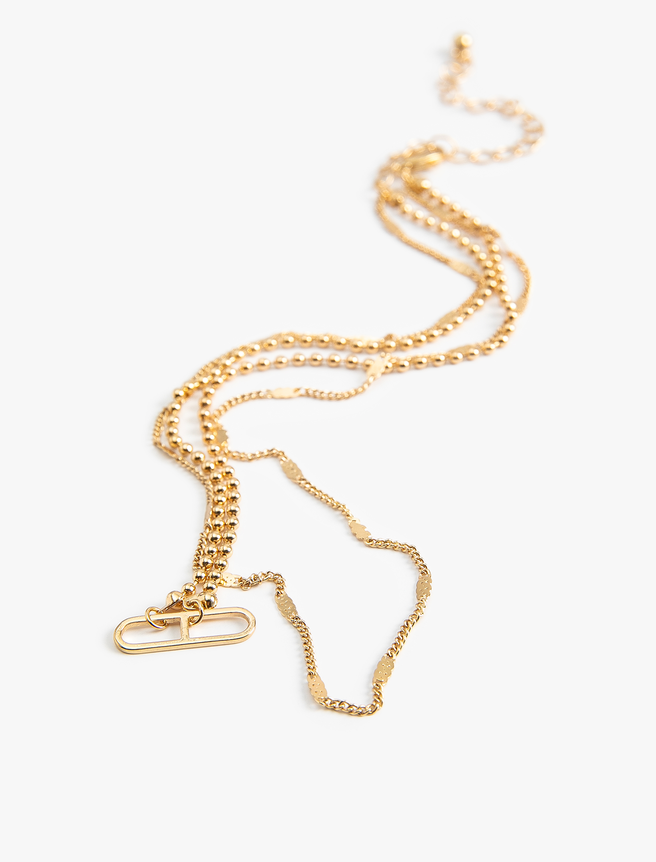  Kadın Pullu Zincir Kolye Katlı