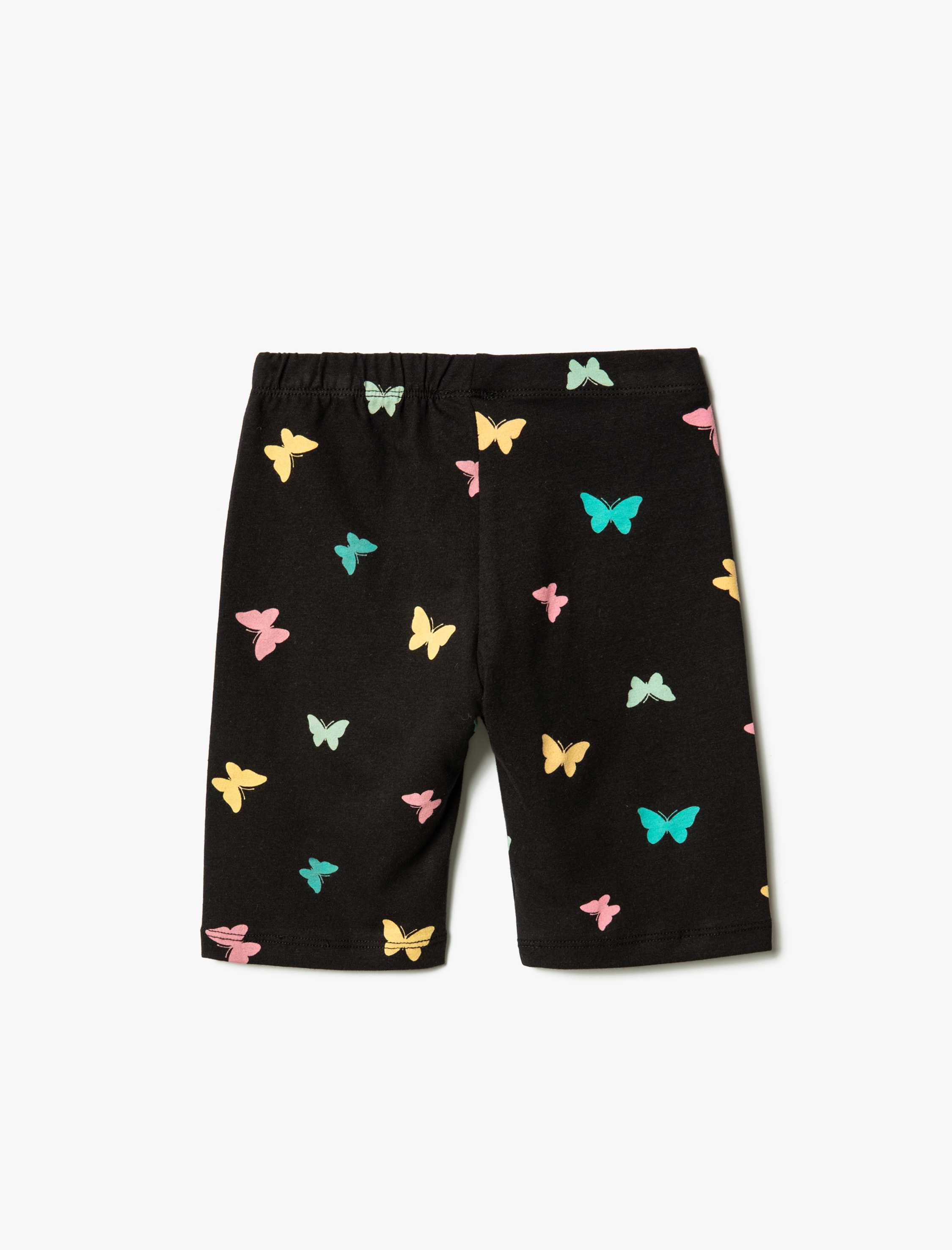  Kız Çocuk Kısa Tayt Kelebek Baskılı Beli Lastikli Pamuklu