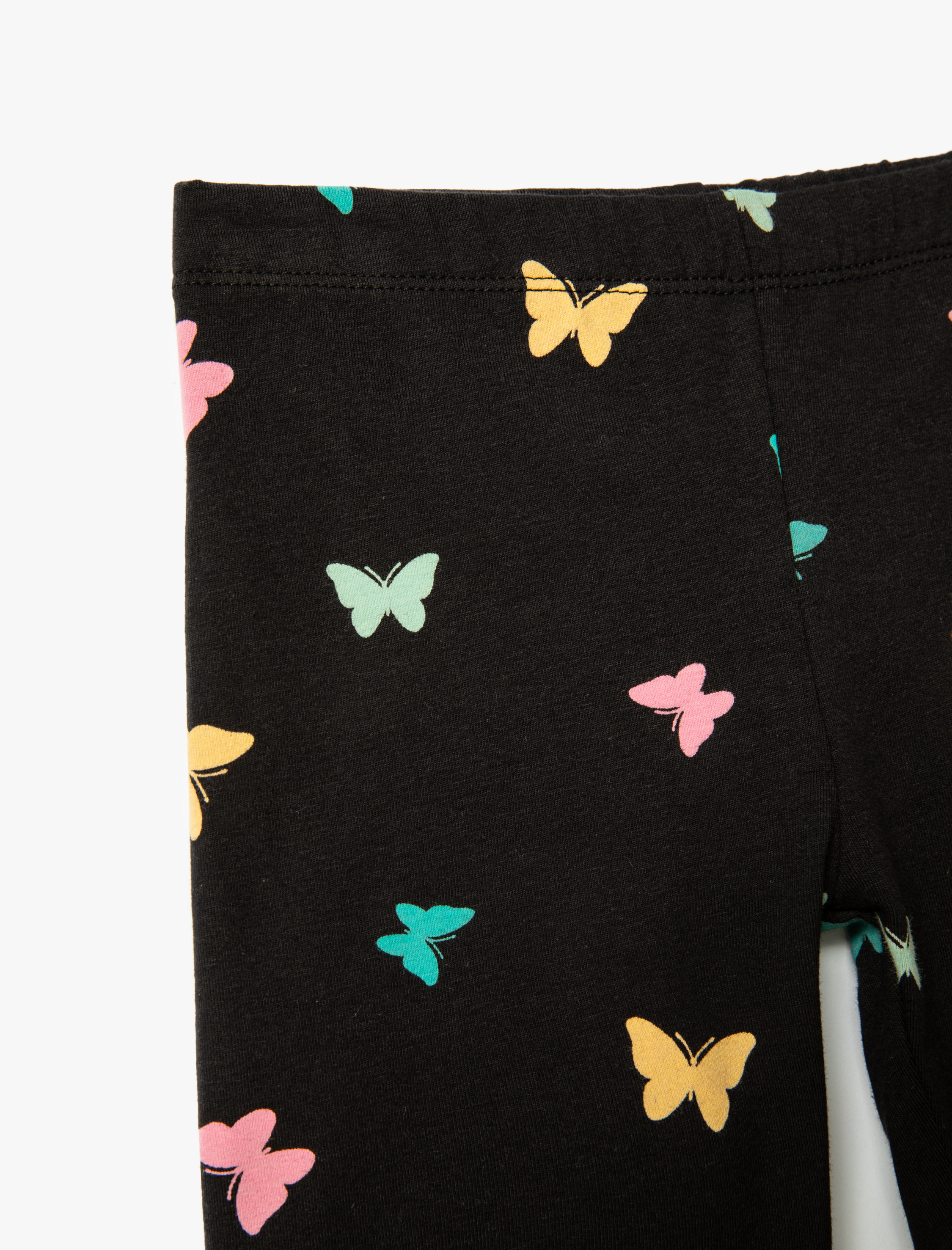  Kız Çocuk Kısa Tayt Kelebek Baskılı Beli Lastikli Pamuklu