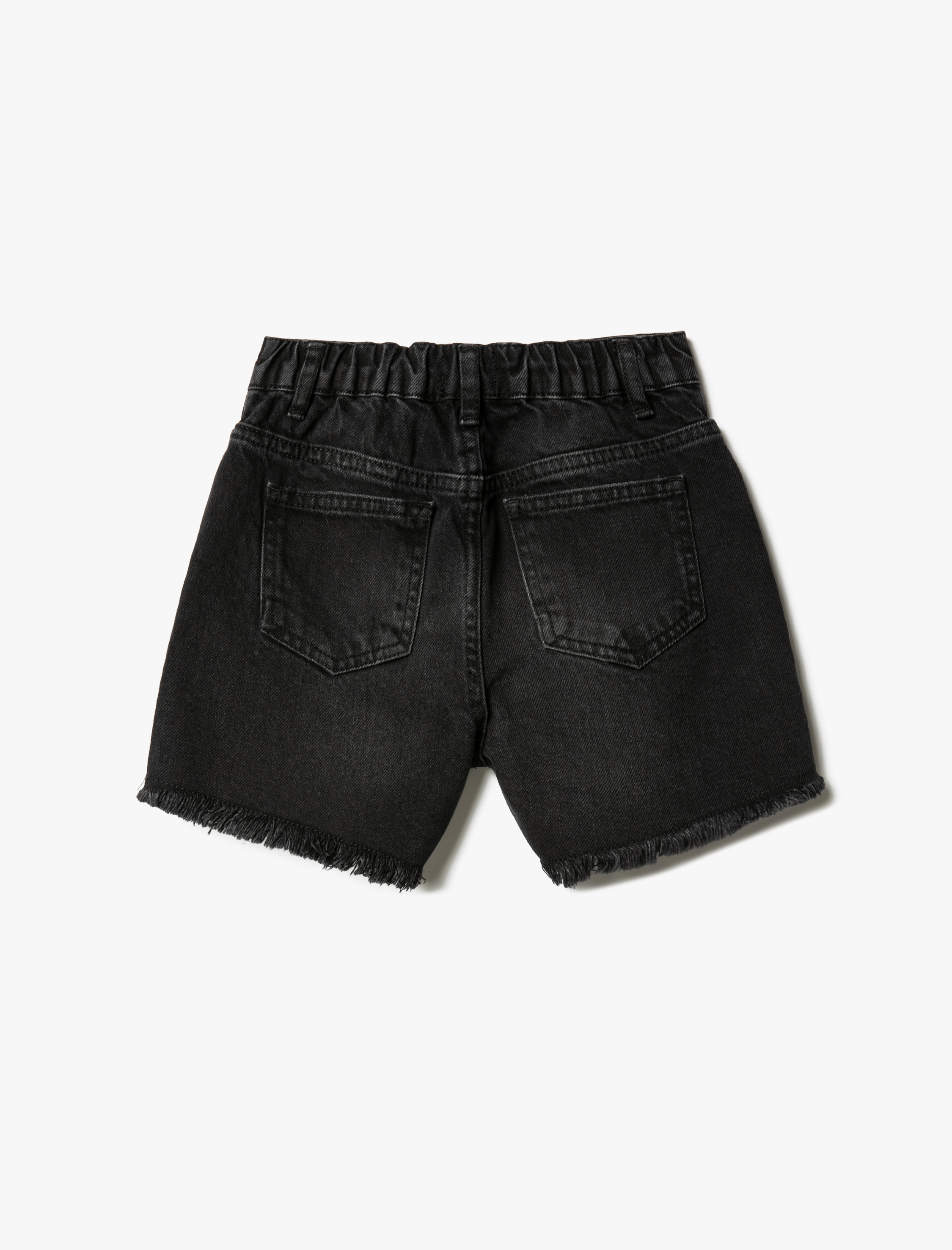  Kız Çocuk Kot Şort Yıpratılmış Detaylı Cepli Pamuklu