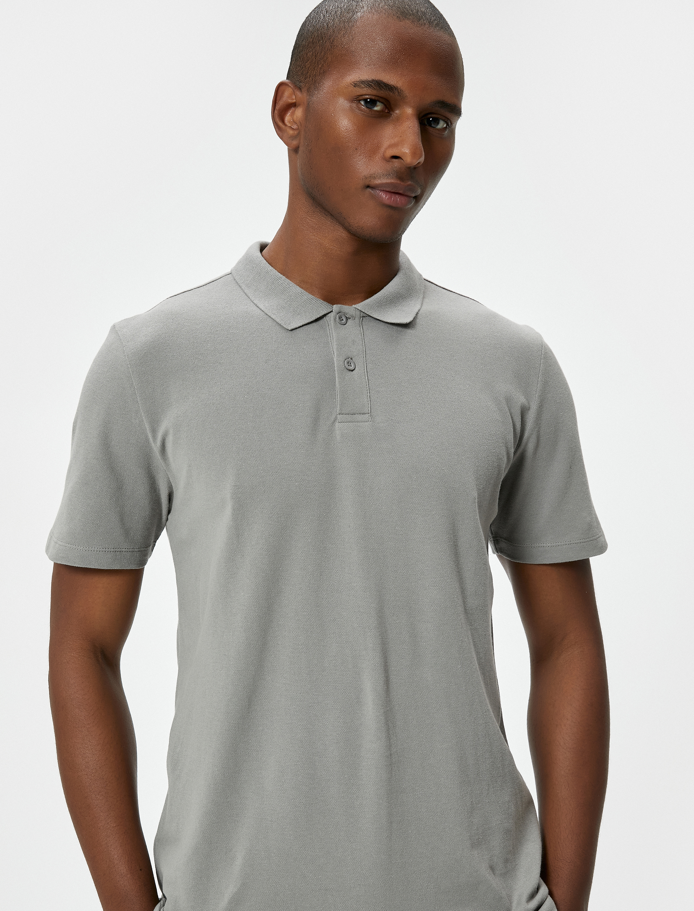 Polo Yaka Tişört Slim Fit Düğmeli Kısa Kollu