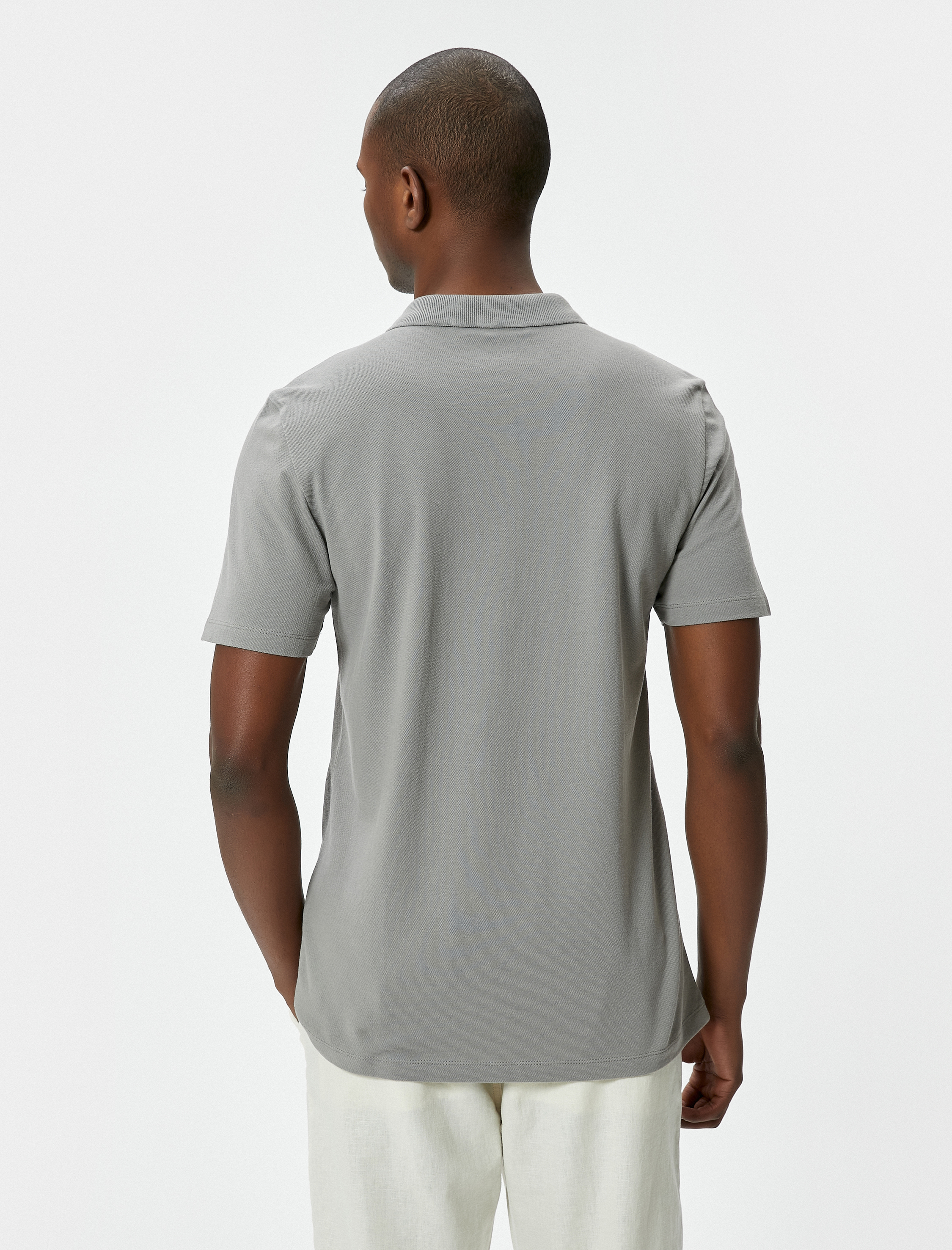 Polo Yaka Tişört Slim Fit Düğmeli Kısa Kollu