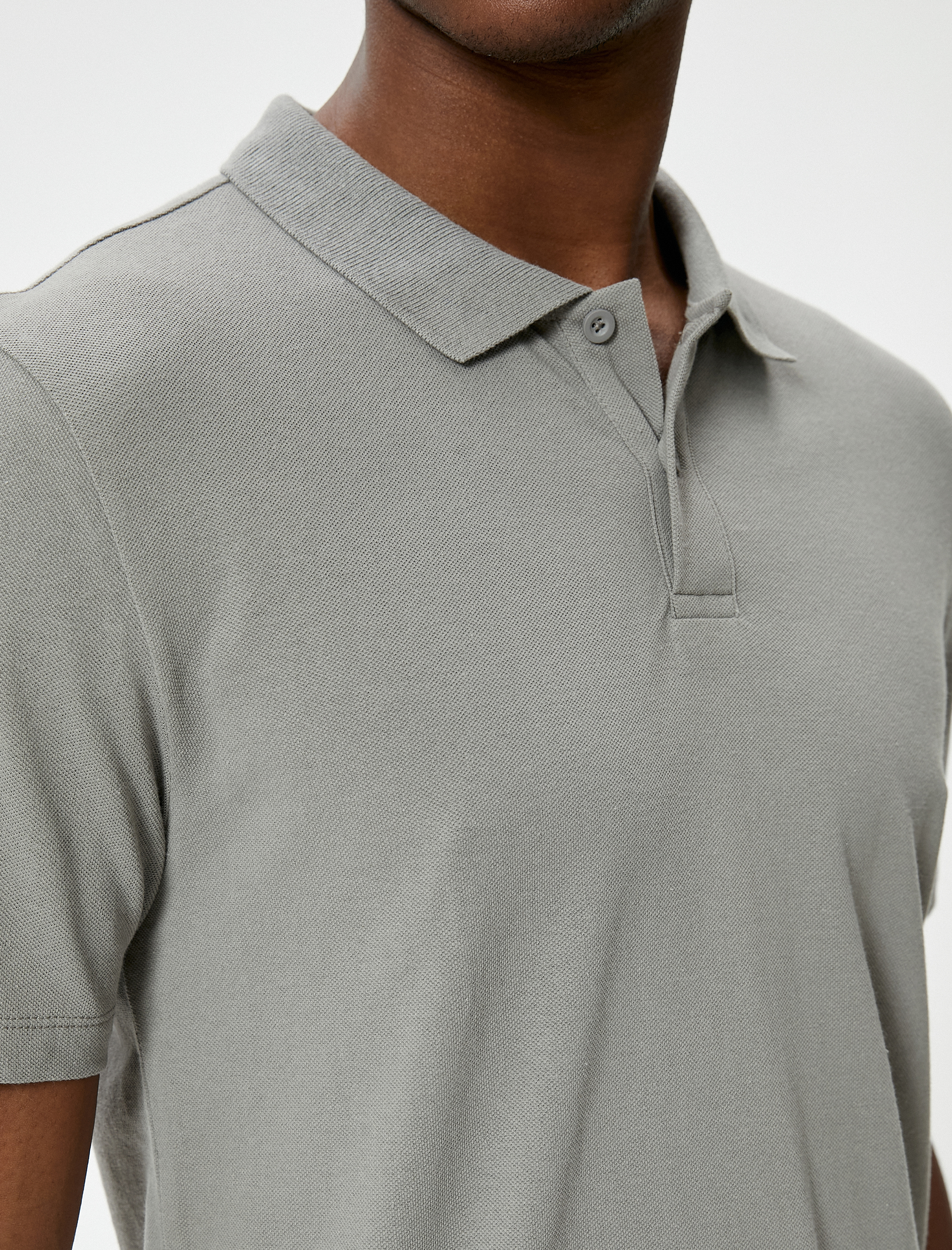 Polo Yaka Tişört Slim Fit Düğmeli Kısa Kollu