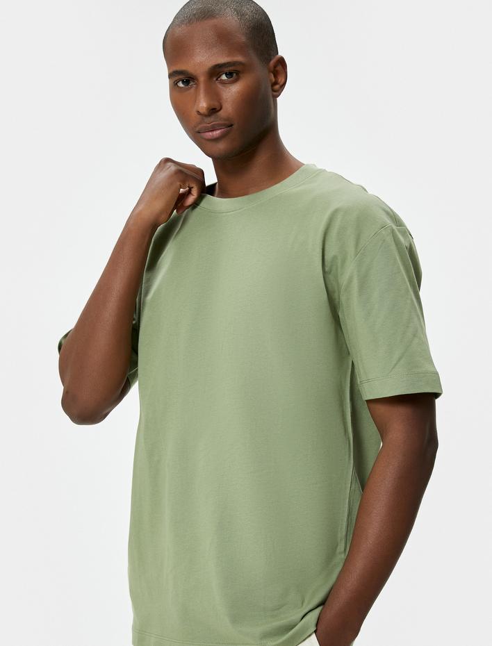  Oversize Tişört Bisiklet Yaka Kısa Kollu Pamuklu