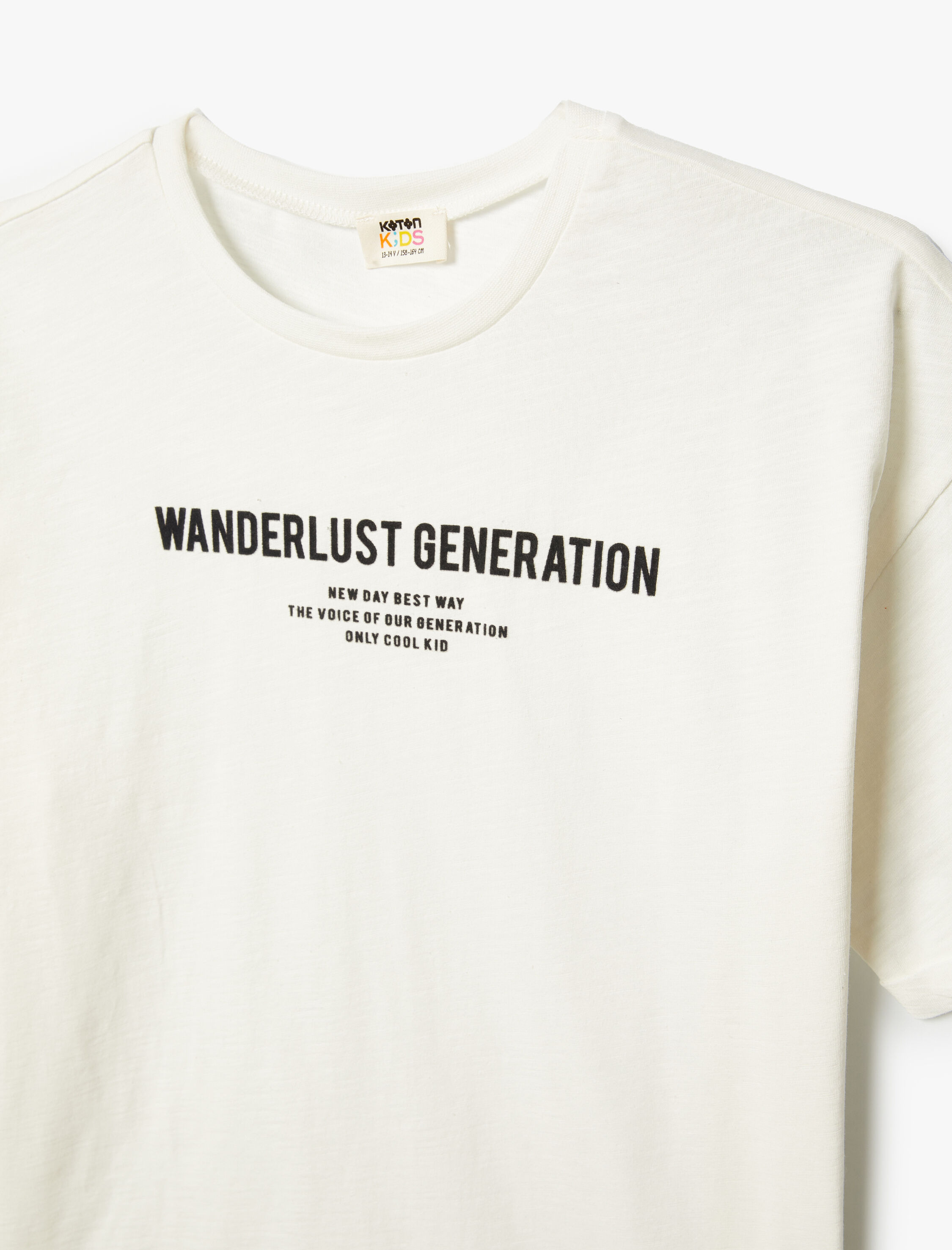  Erkek Çocuk Oversize Tişört Slogan Baskılı Kısa Kollu Bisiklet Yaka Pamuklu