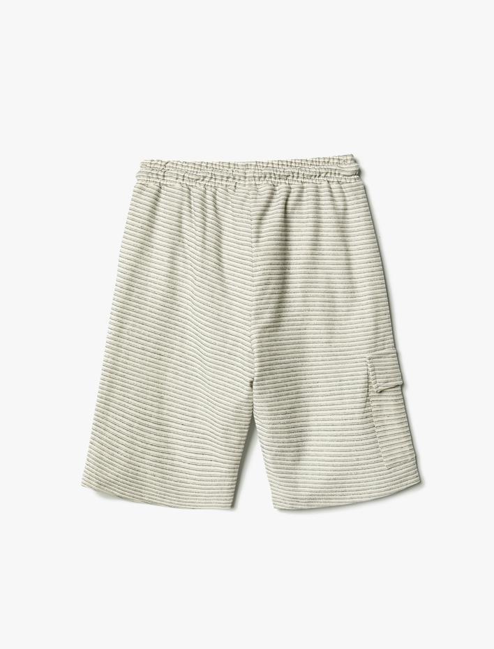 Erkek Çocuk Şort Beli Bağlamalı Kapaklı Cep Detaylı Pamuklu