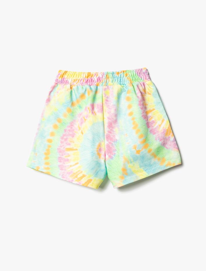 Kız Çocuk Şort Batik Desenli Beli Lastikli Cepli