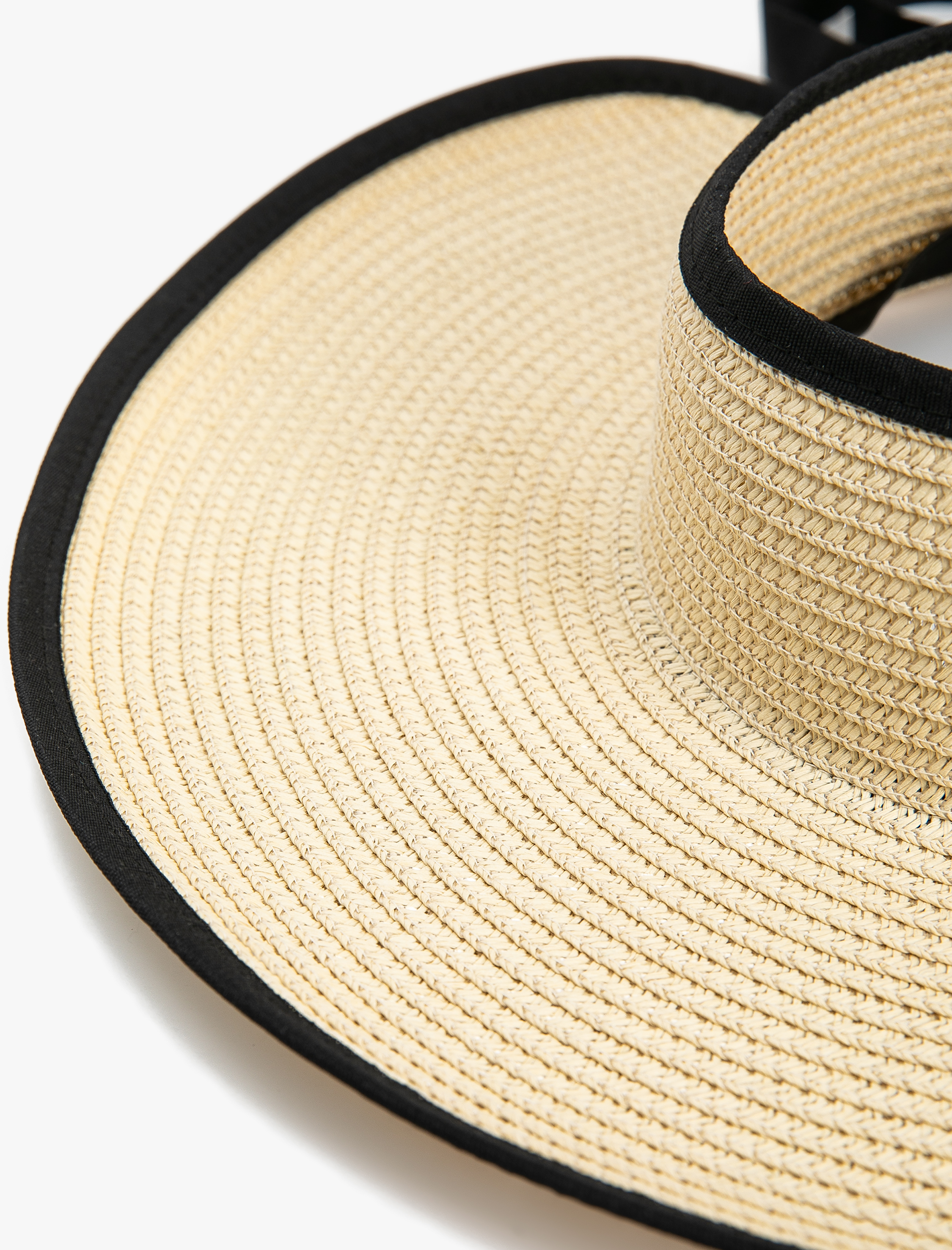  Kadın Hasır Vizör Şapka Biyeli Bağlama Detaylı