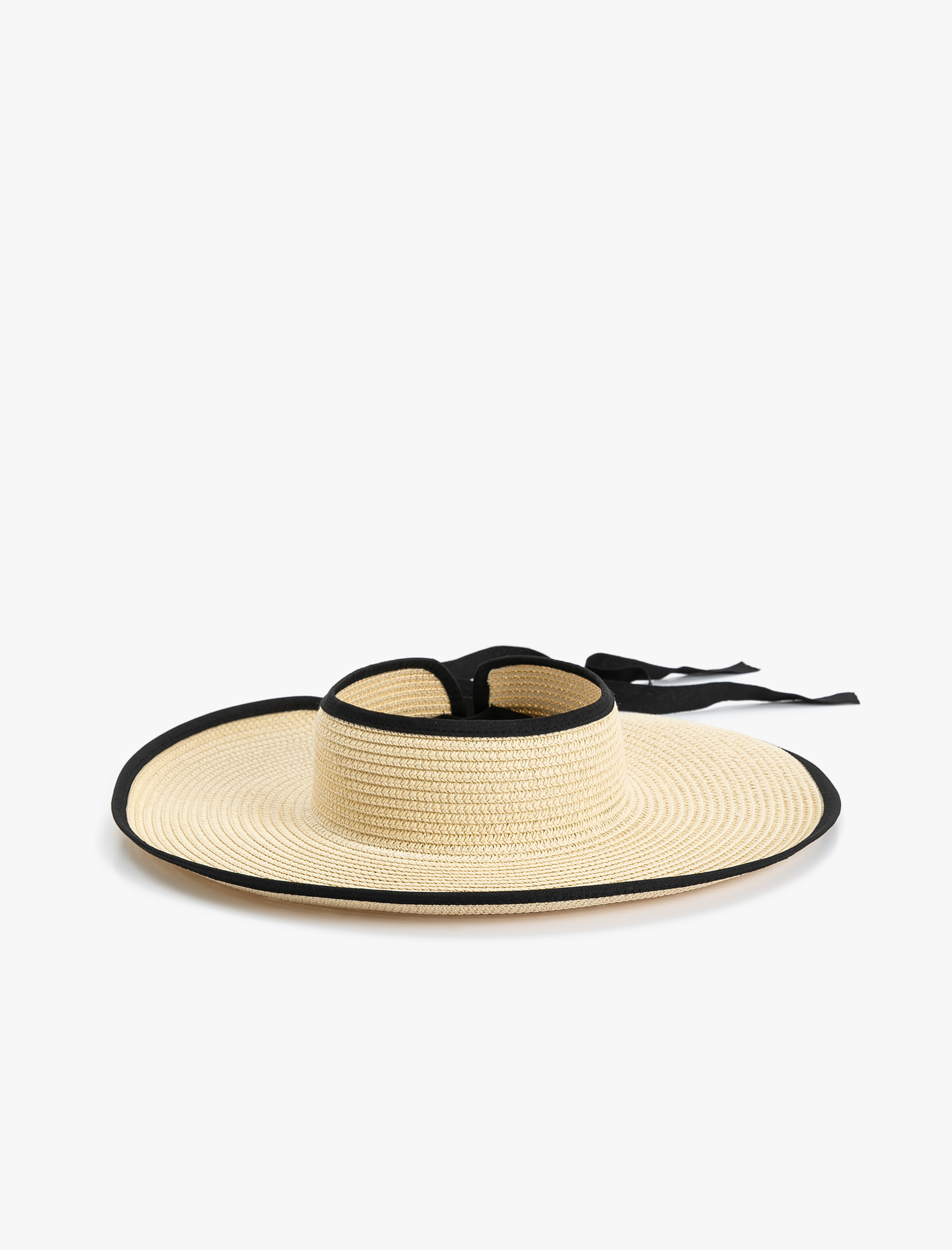  Kadın Hasır Vizör Şapka Biyeli Bağlama Detaylı