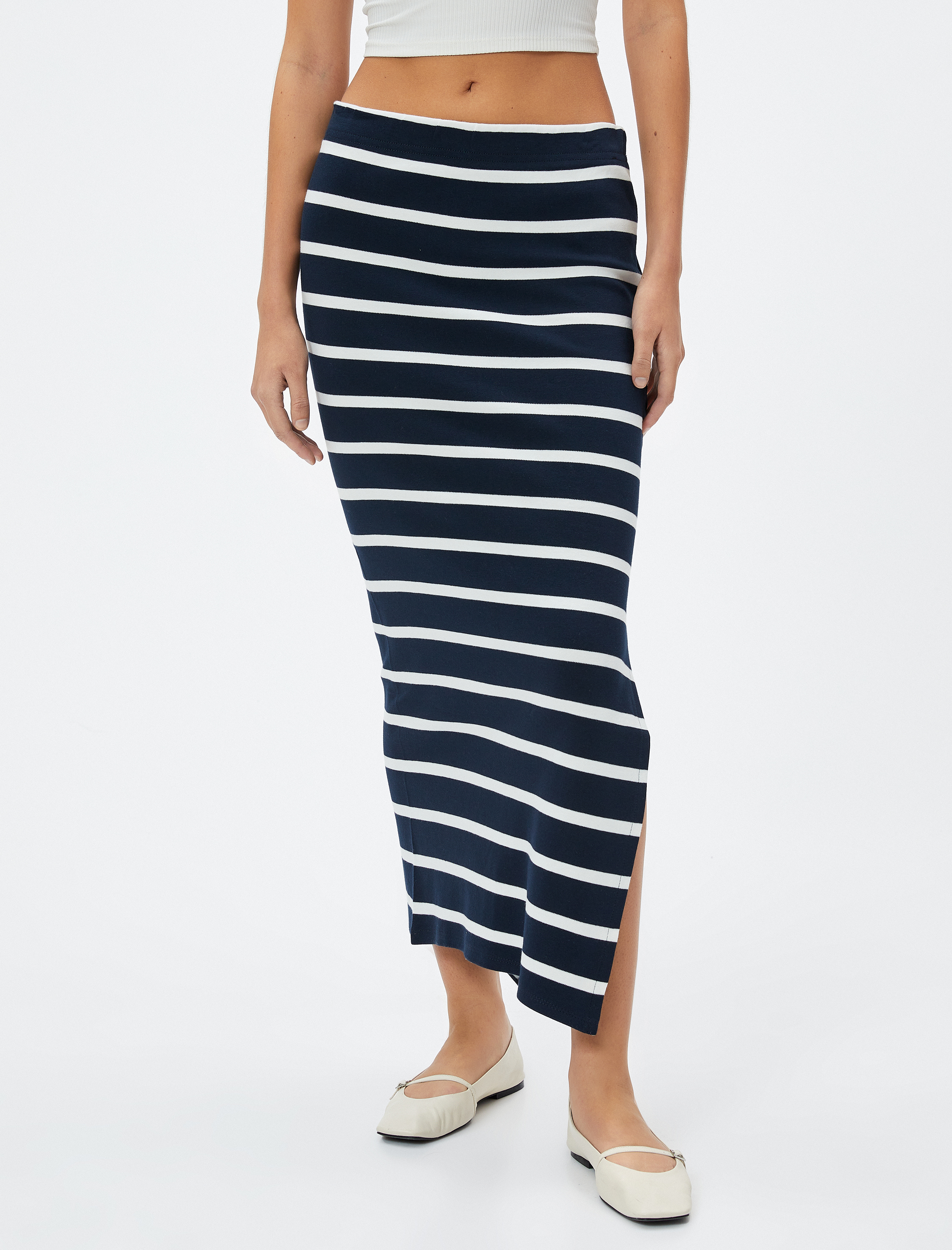   Midi Etek Yırtmaçlı Normal Bel