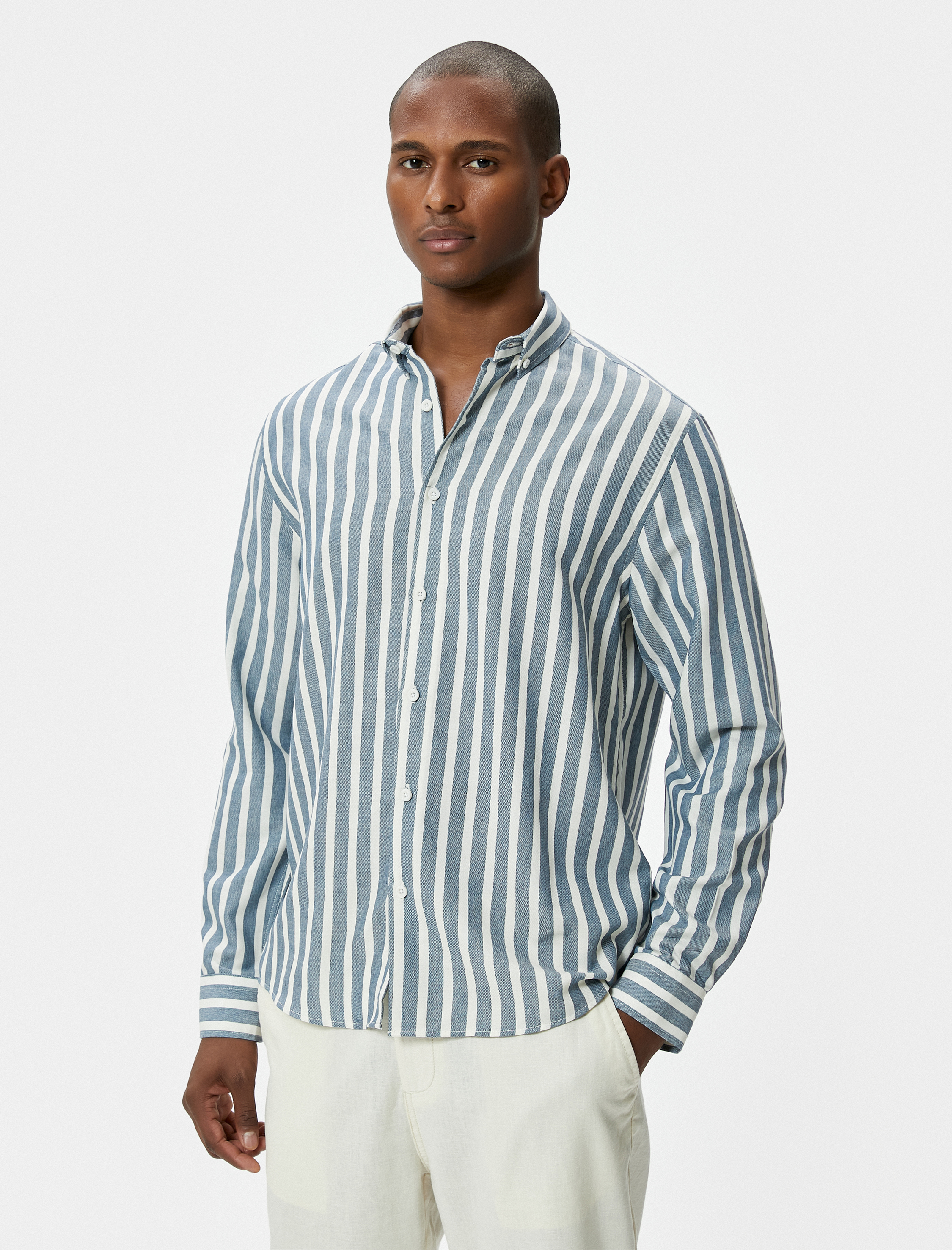   Slim Fit Gömlek Uzun Kollu Klasik Yaka Düğmeli