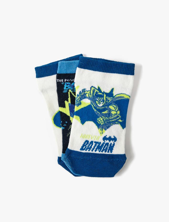 Erkek Çocuk 3'lü Batman Baskılı Çorap Seti Lisanslı