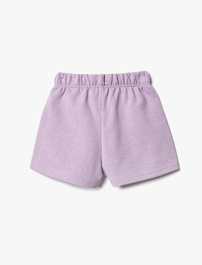 Kız Çocuk Şort Beli Lastikli Slogan Baskı Detaylı