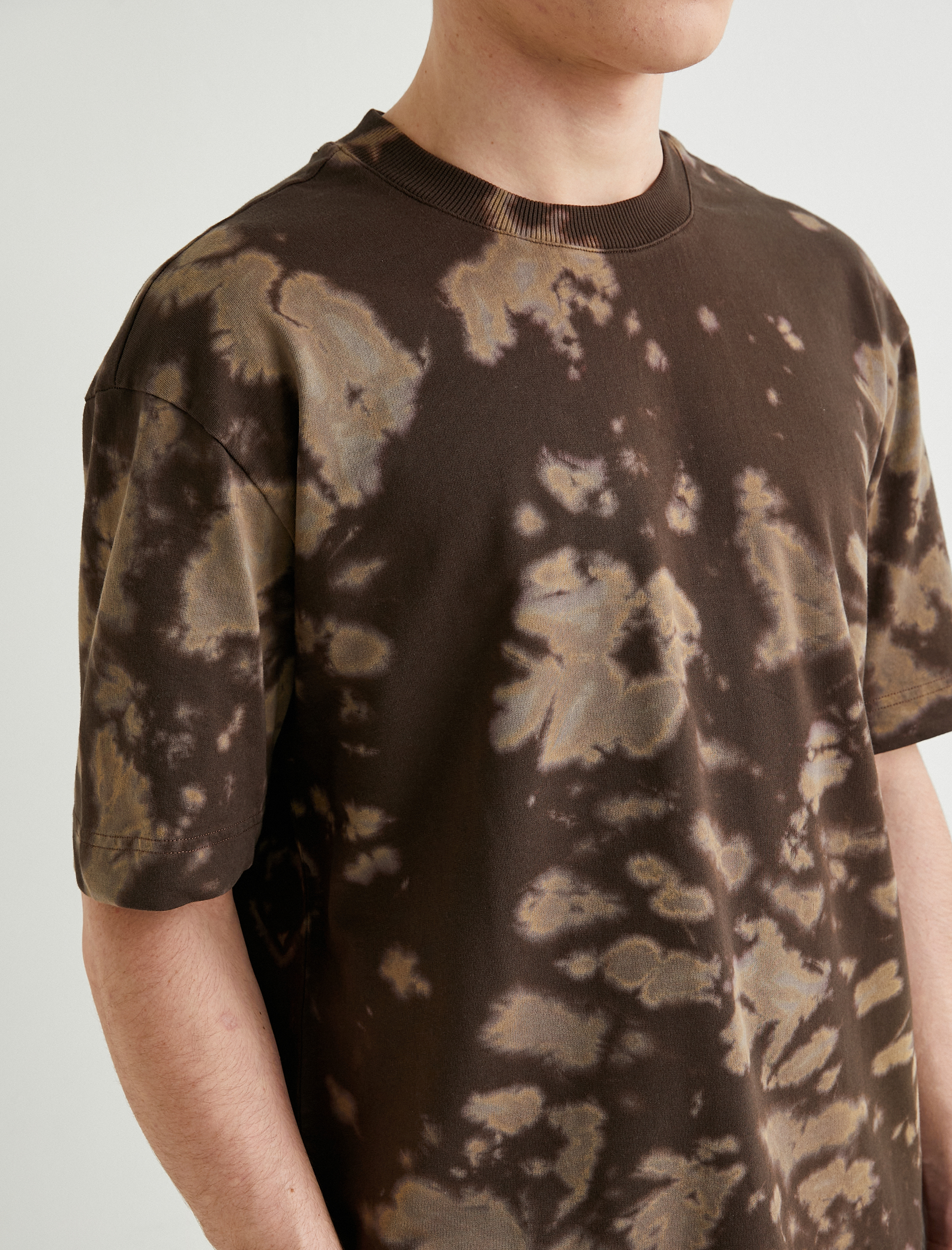   Oversize Tişört Soyut Baskılı Bisiklet Yaka Kısa Kollu