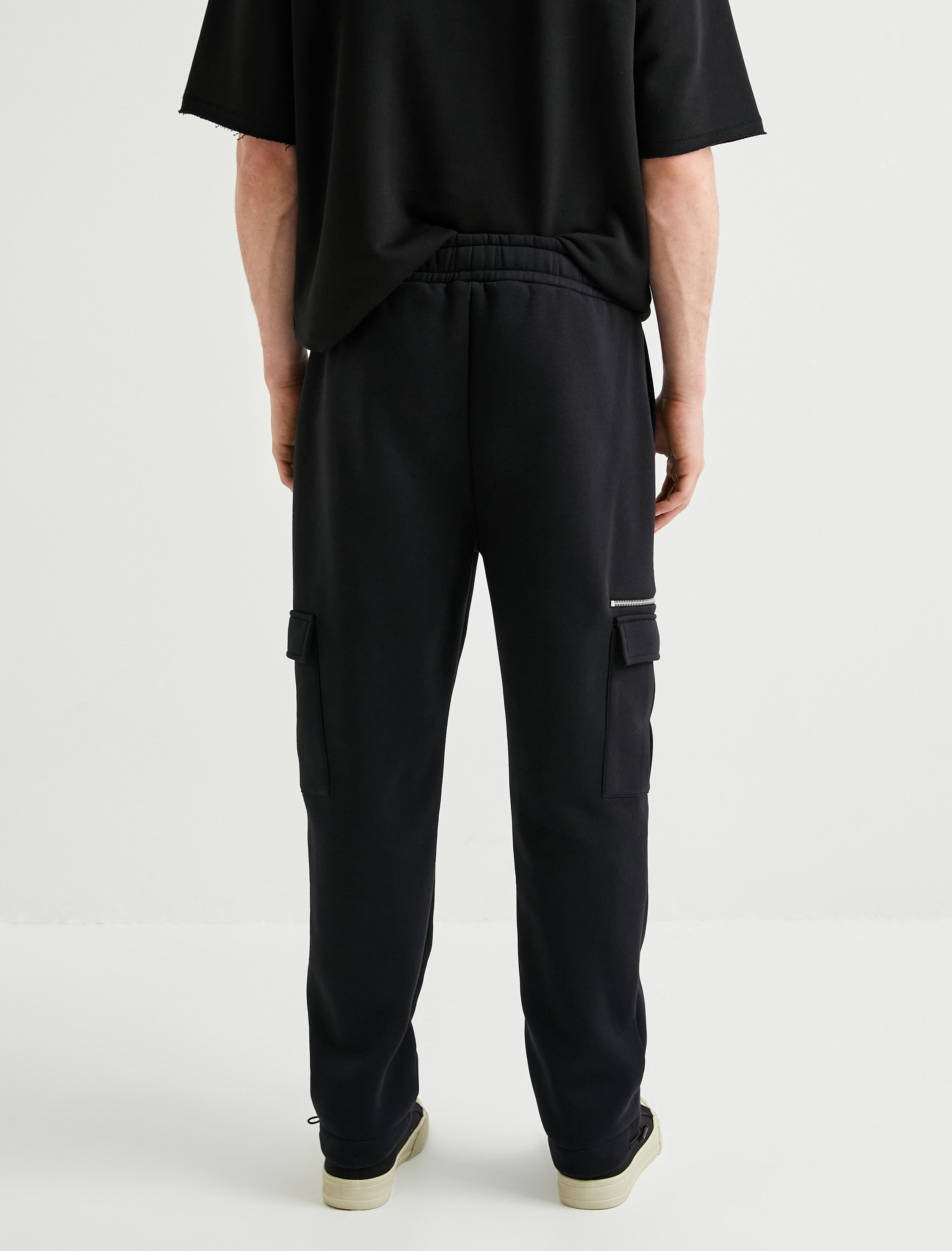   Kargo Cepli Eşofman Altı Beli Lastikli Fermuar Detaylı Şardonlu