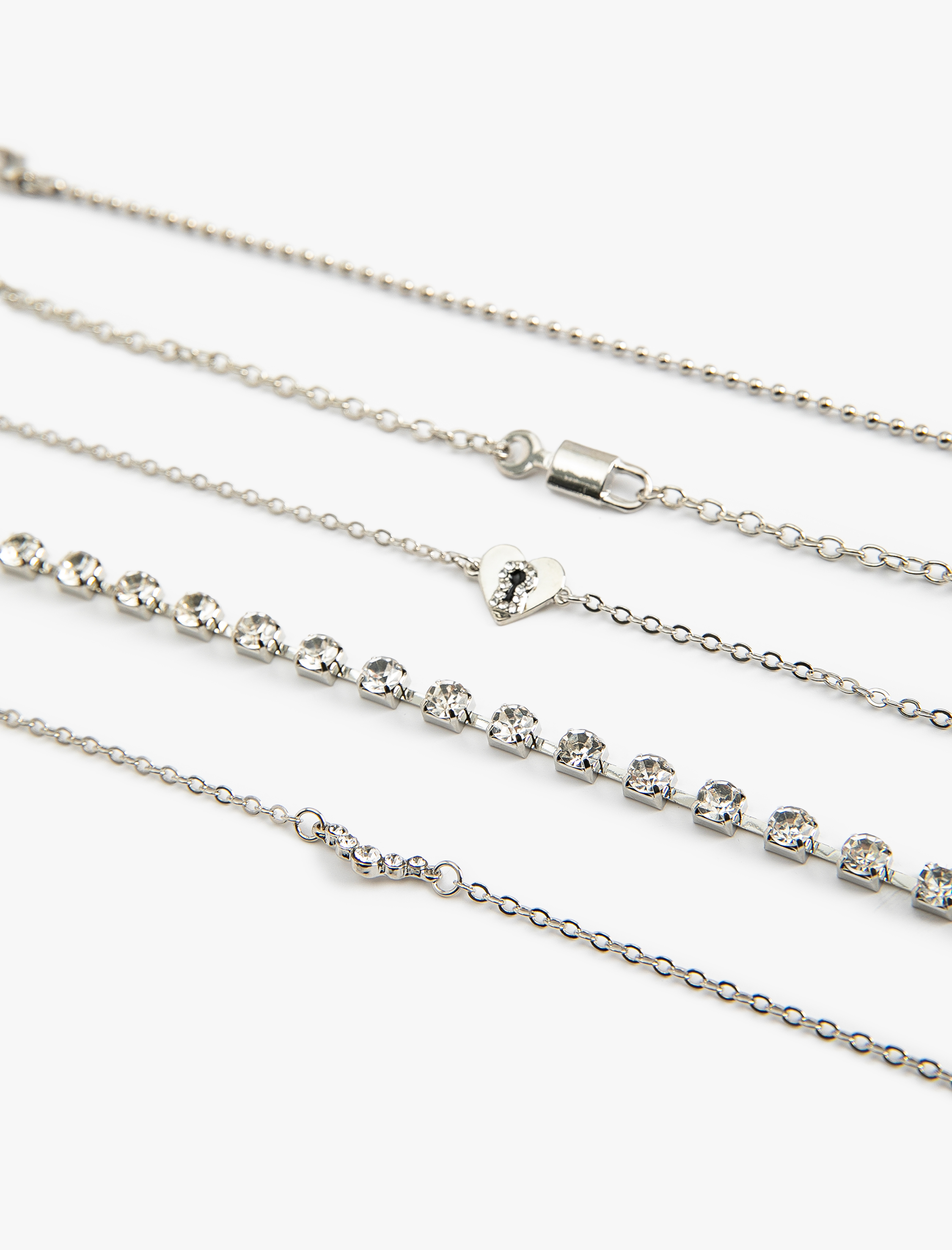  Kadın Zincir Detaylı 5'li Bileklik Seti