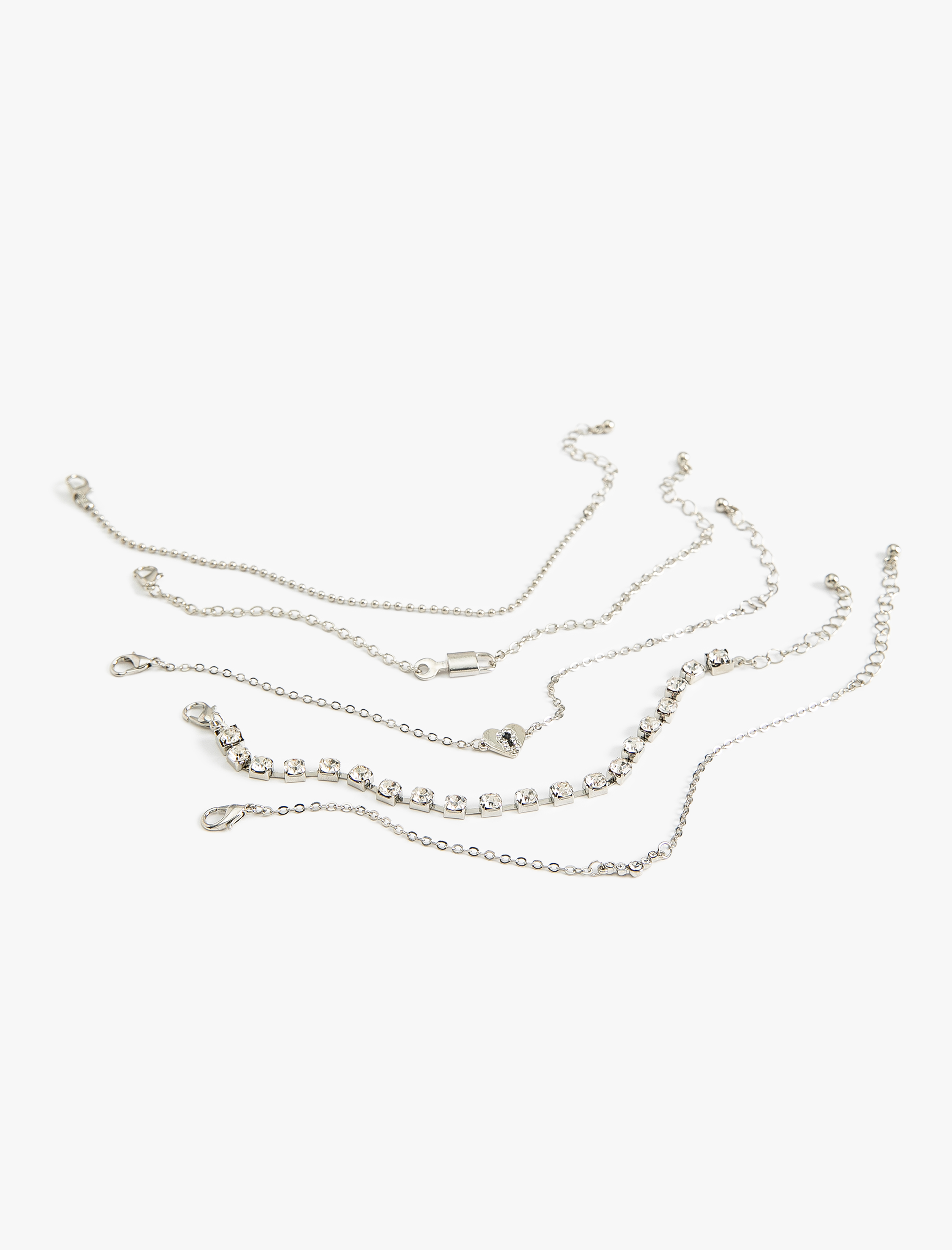  Kadın Zincir Detaylı 5'li Bileklik Seti