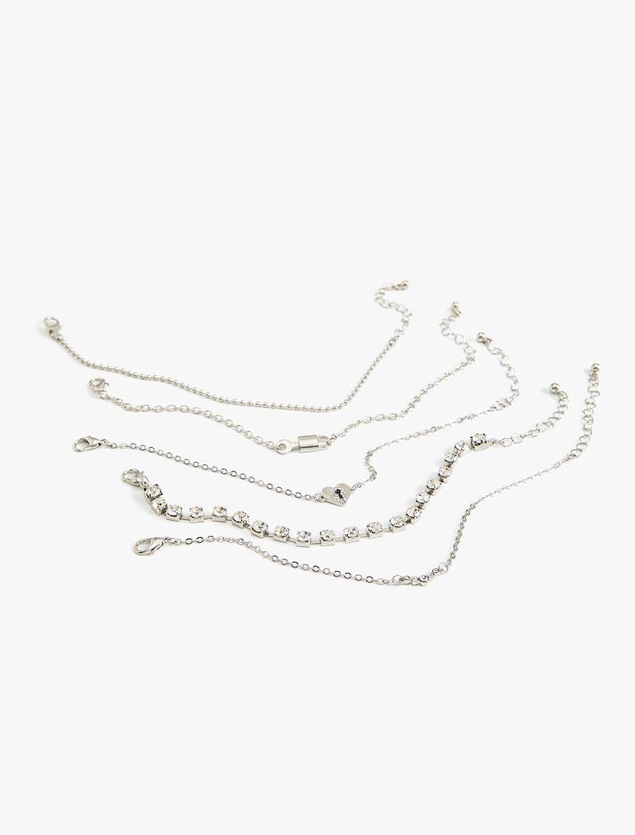 Kadın Zincir Detaylı 5'li Bileklik Seti