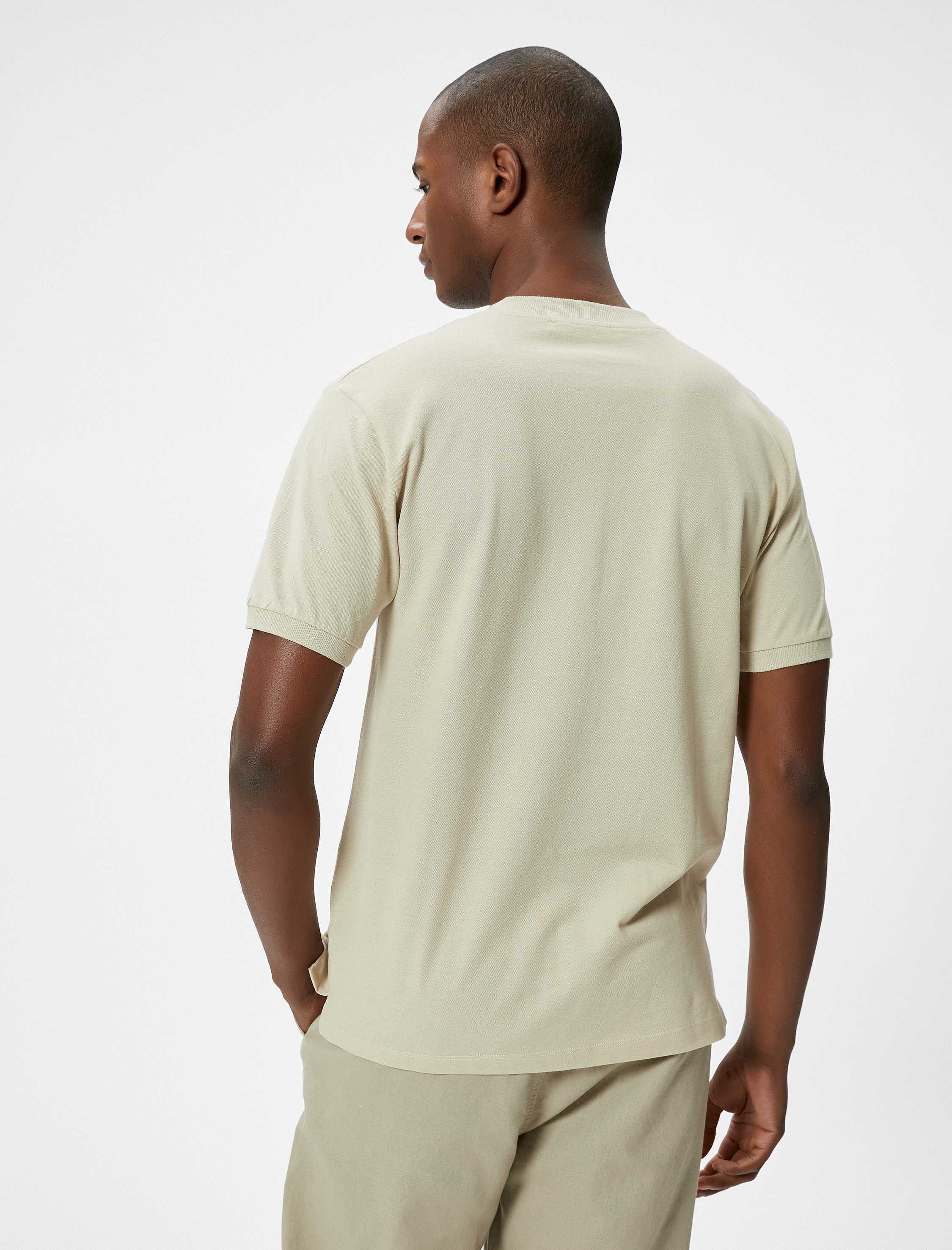   Hakim Yaka Tişört Yarım Fermuarlı Slim Fit Kısa Kollu