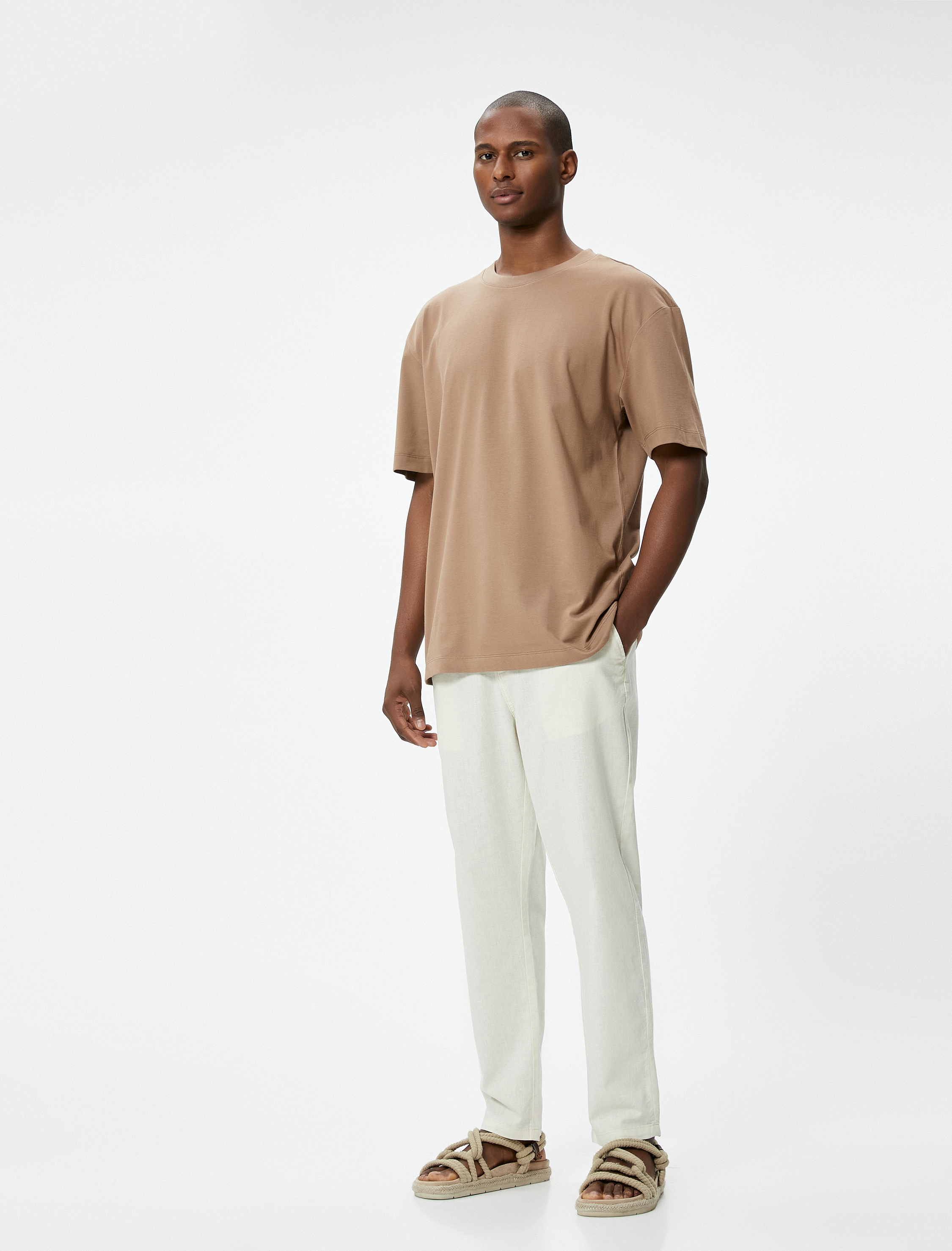   Oversize Tişört Bisiklet Yaka Kısa Kollu Pamuklu