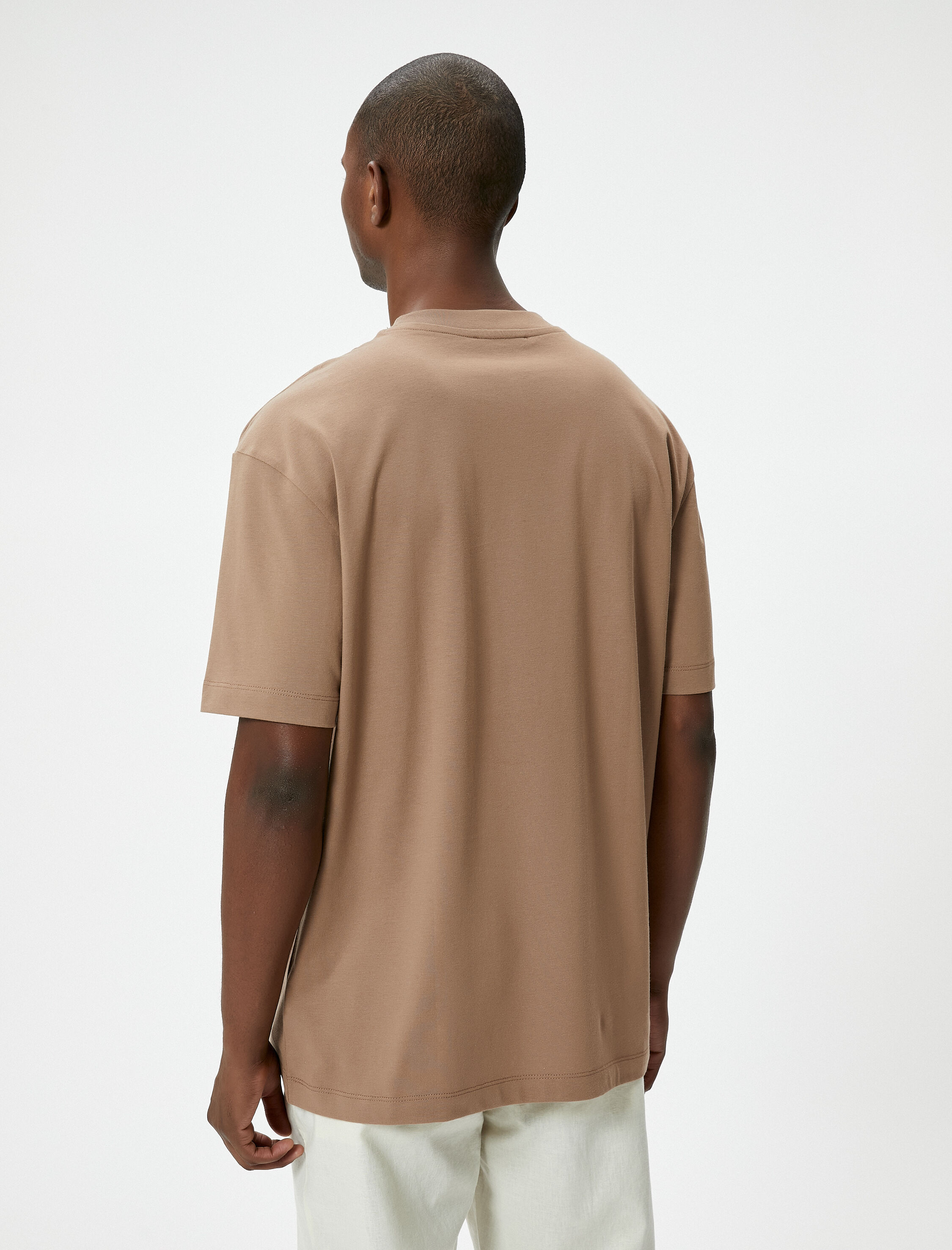   Oversize Tişört Bisiklet Yaka Kısa Kollu Pamuklu