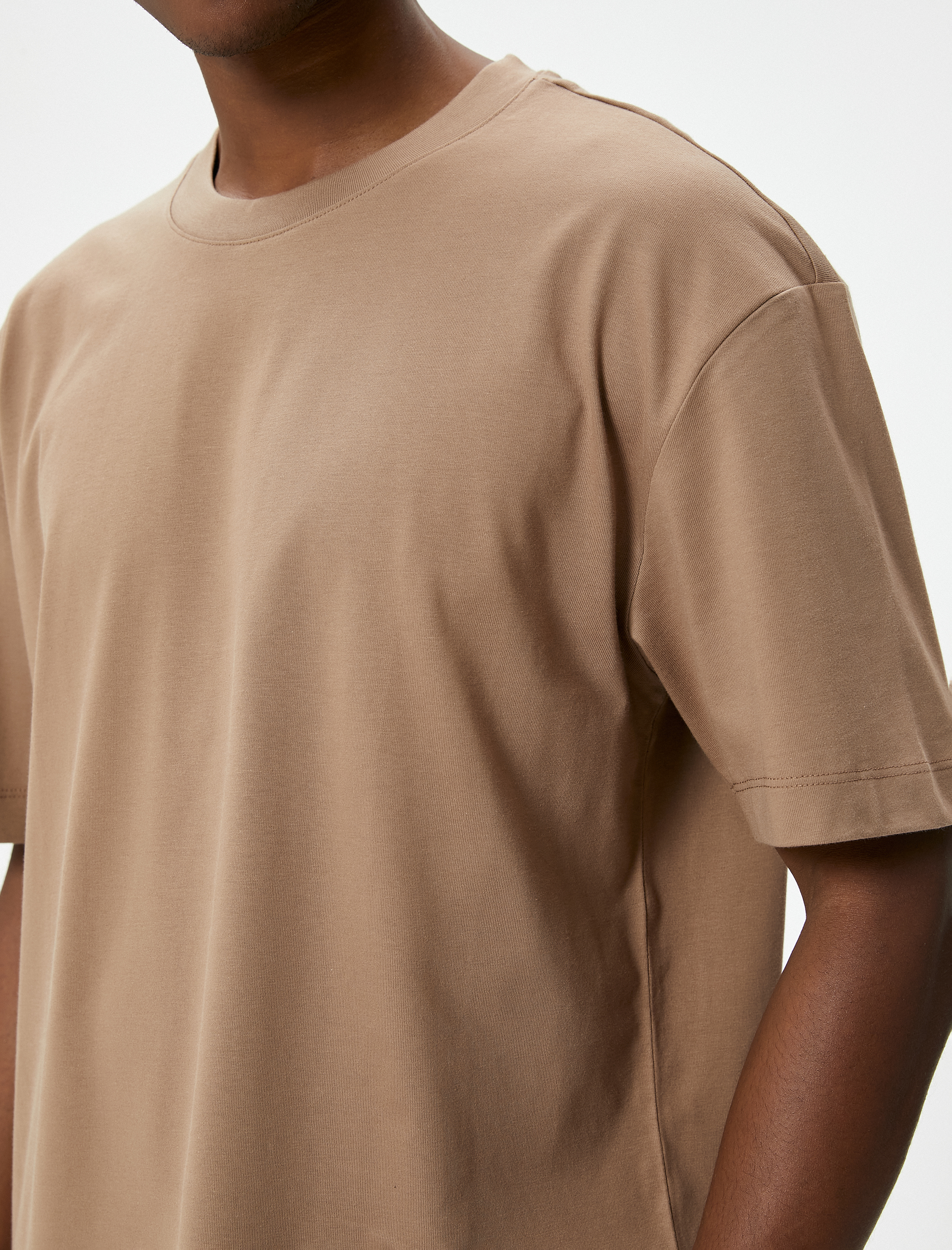   Oversize Tişört Bisiklet Yaka Kısa Kollu Pamuklu