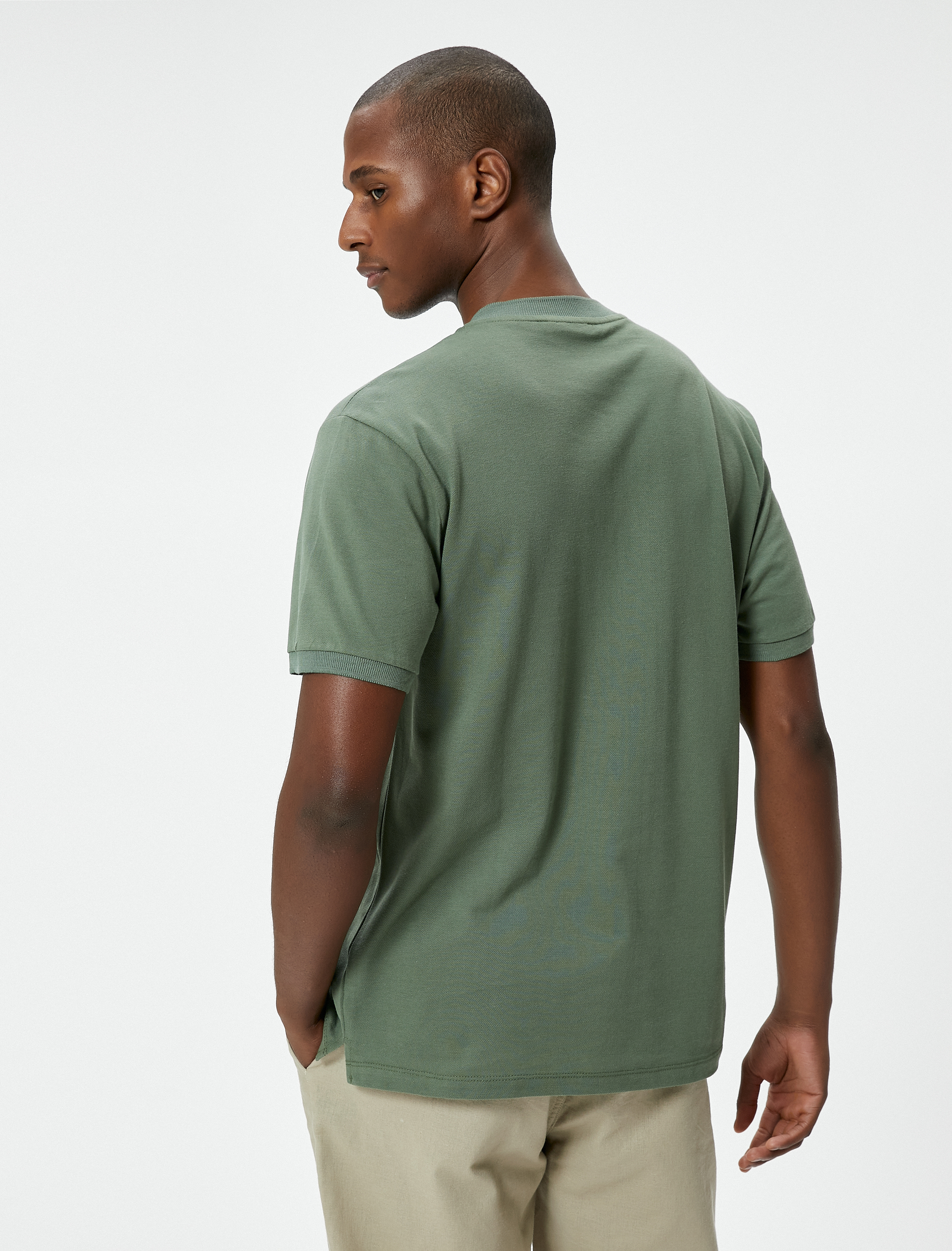   Hakim Yaka Tişört Yarım Fermuarlı Slim Fit Kısa Kollu