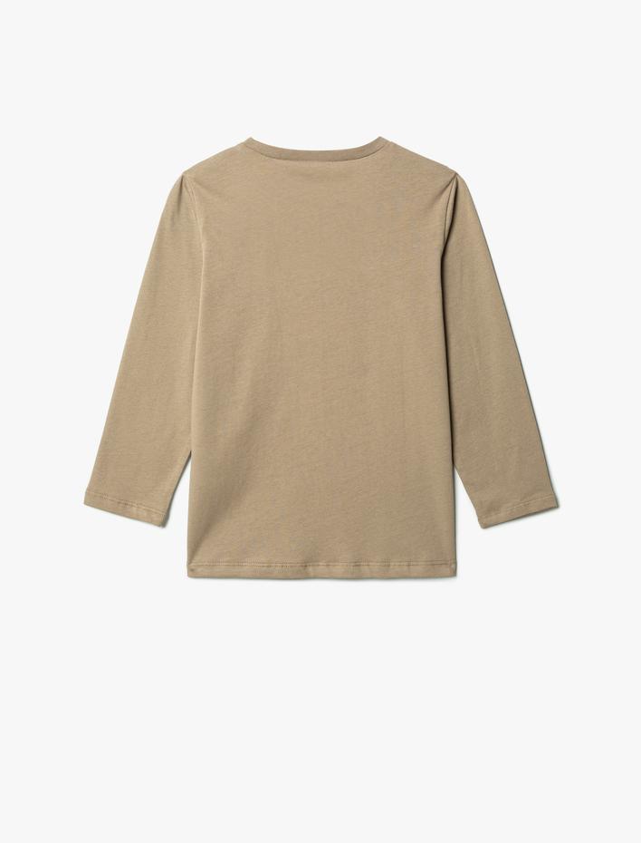 Erkek Çocuk Bisiklet Yaka Uzun Kollu Baskılı Pamuklu Tişört