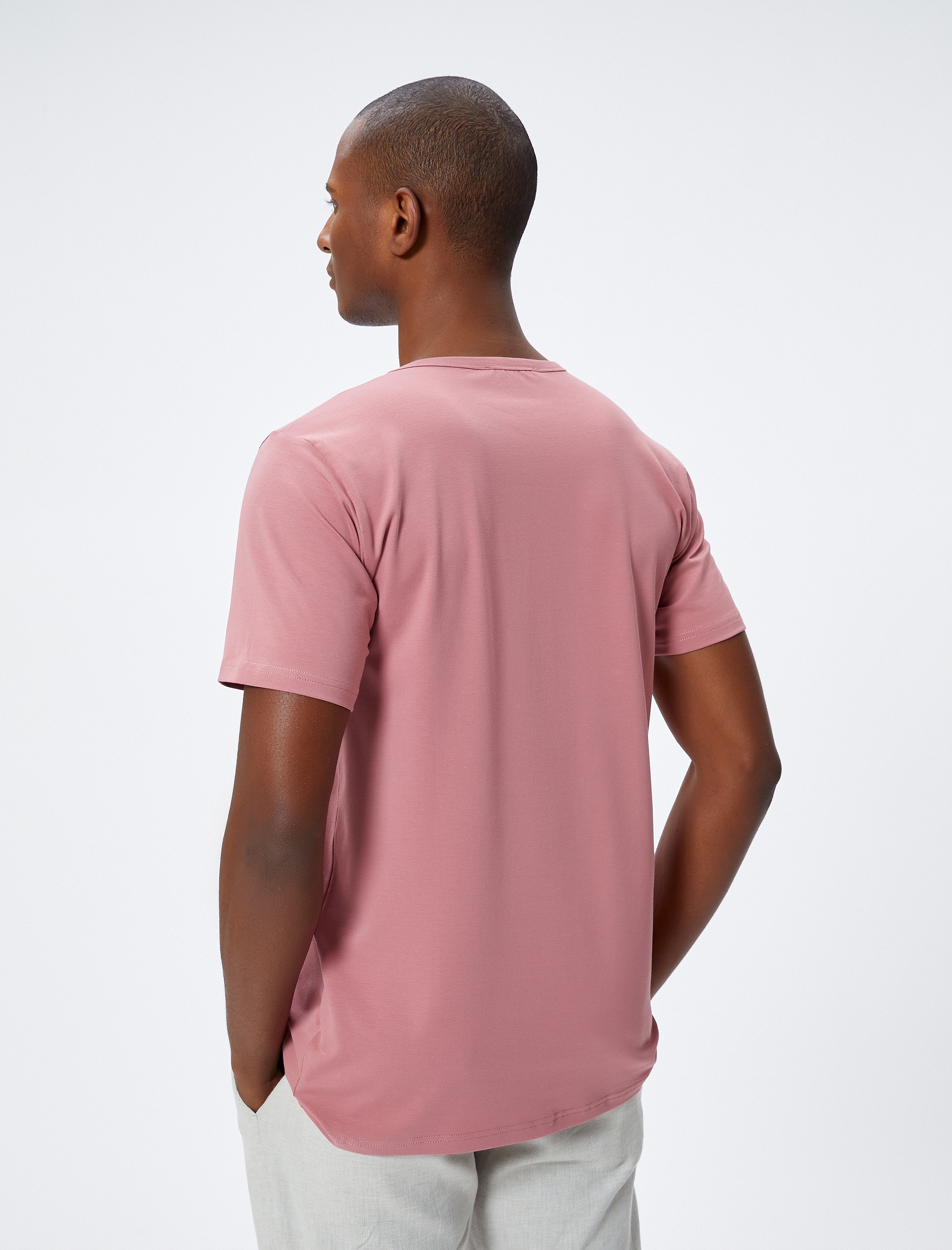   Slim Fit Tişört Basic Bisiklet Yaka Kısa Kollu