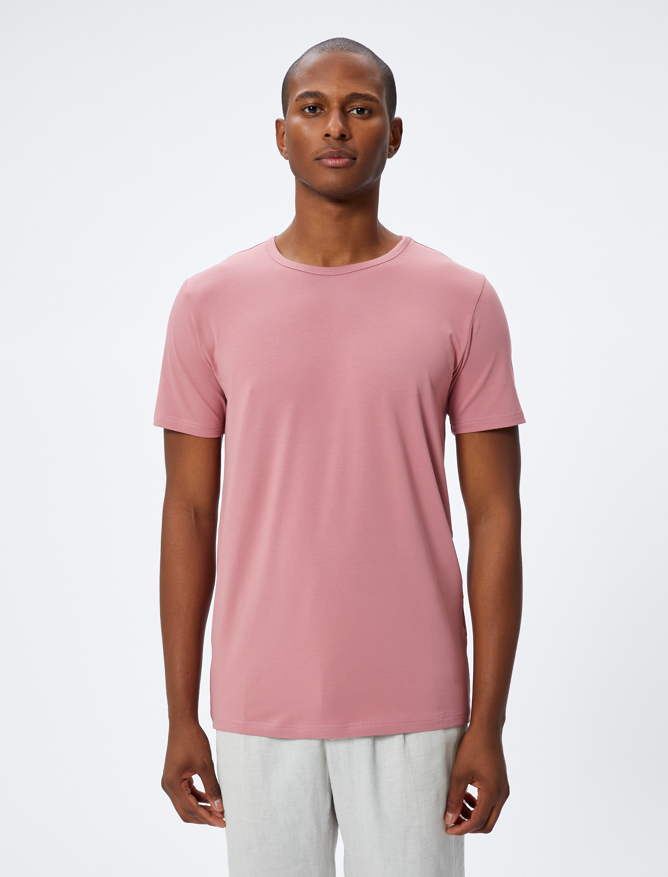   Slim Fit Tişört Basic Bisiklet Yaka Kısa Kollu