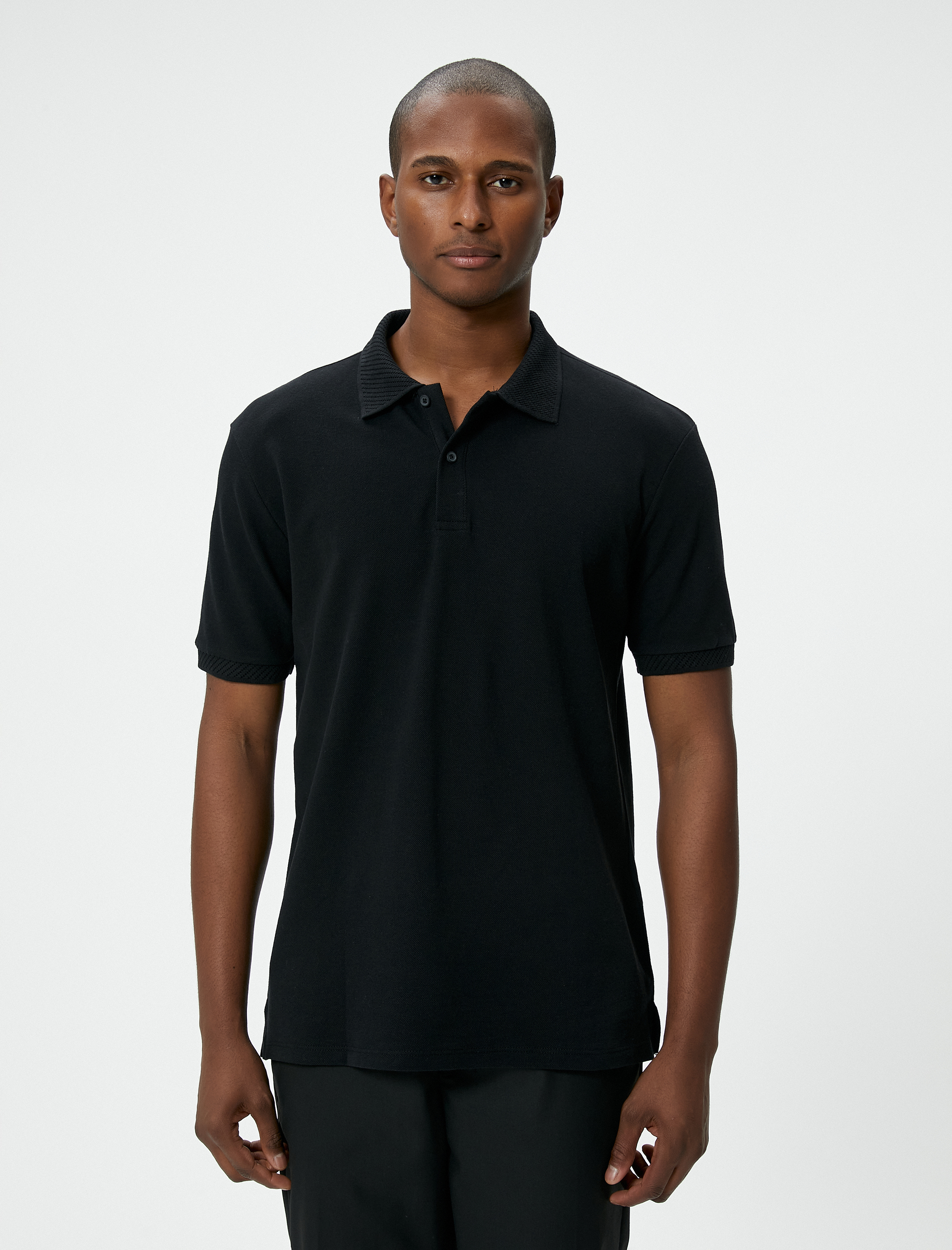   Yakalı Tişört Düğmeli Slim Fit Kısa Kollu