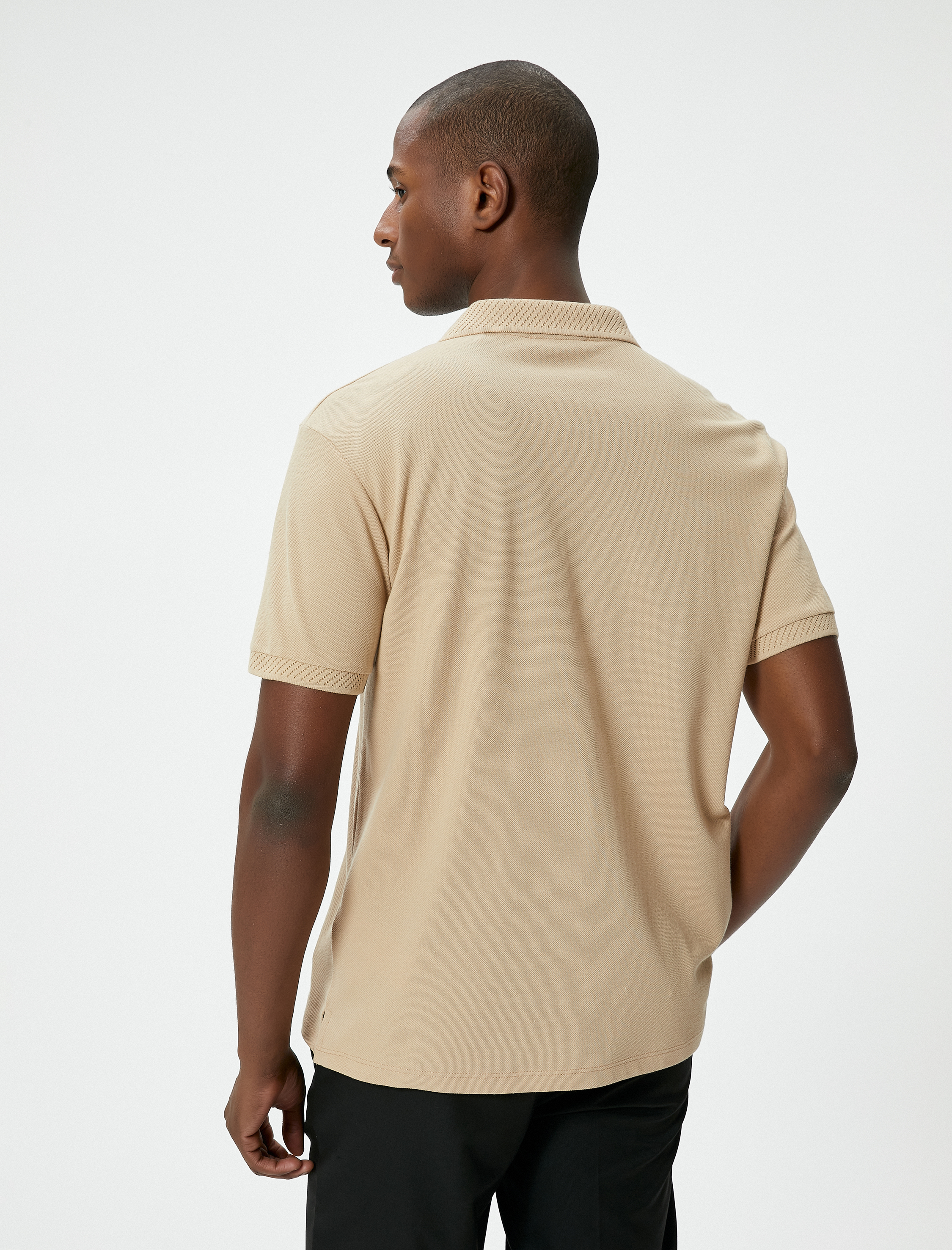   Yakalı Tişört Düğmeli Slim Fit Kısa Kollu