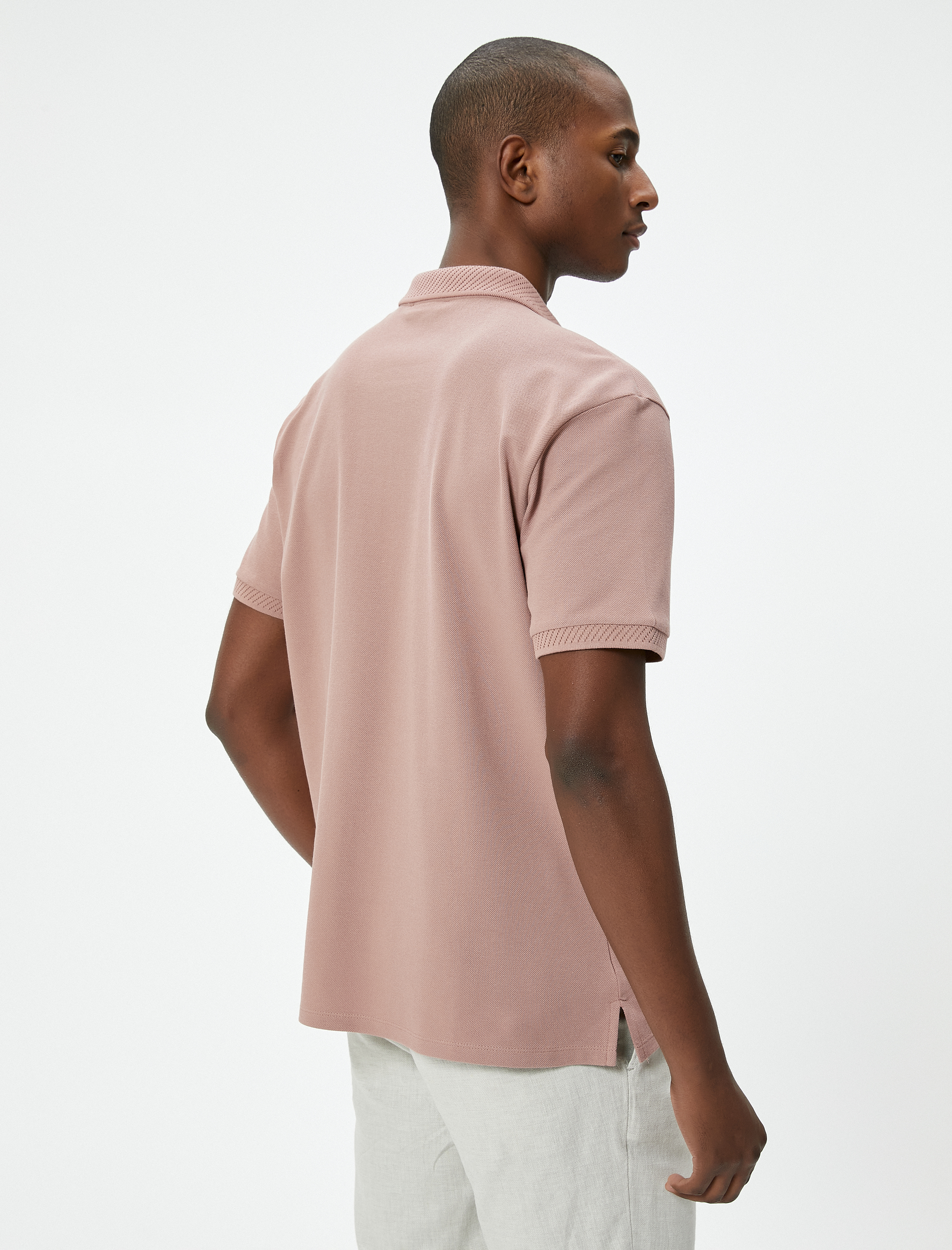 Yakalı Tişört Düğmeli Slim Fit Kısa Kollu