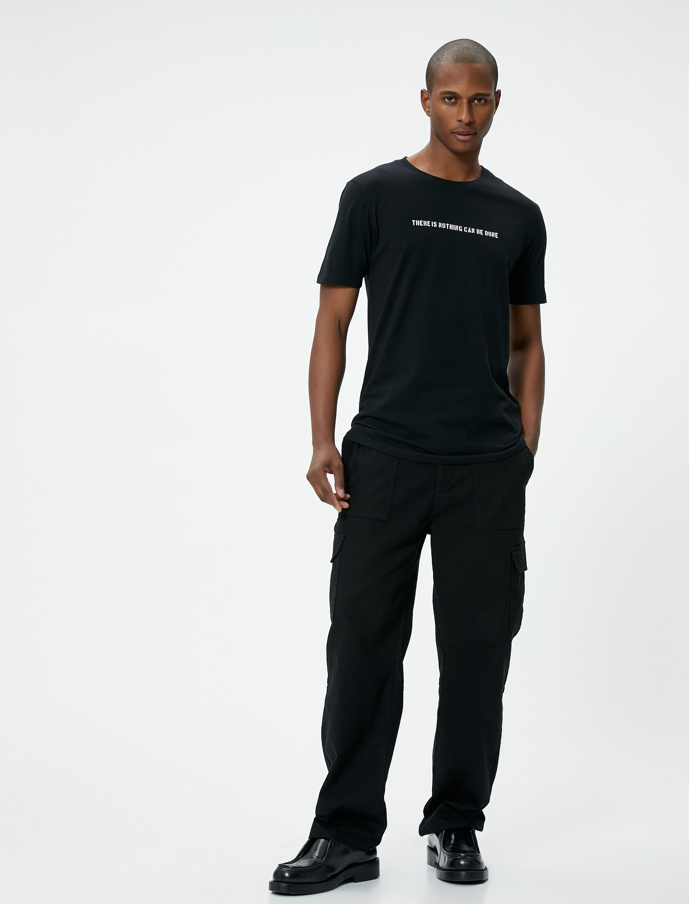   Slogan Baskılı Tişört Slim Fit Bisiklet Yaka Kısa Kollu