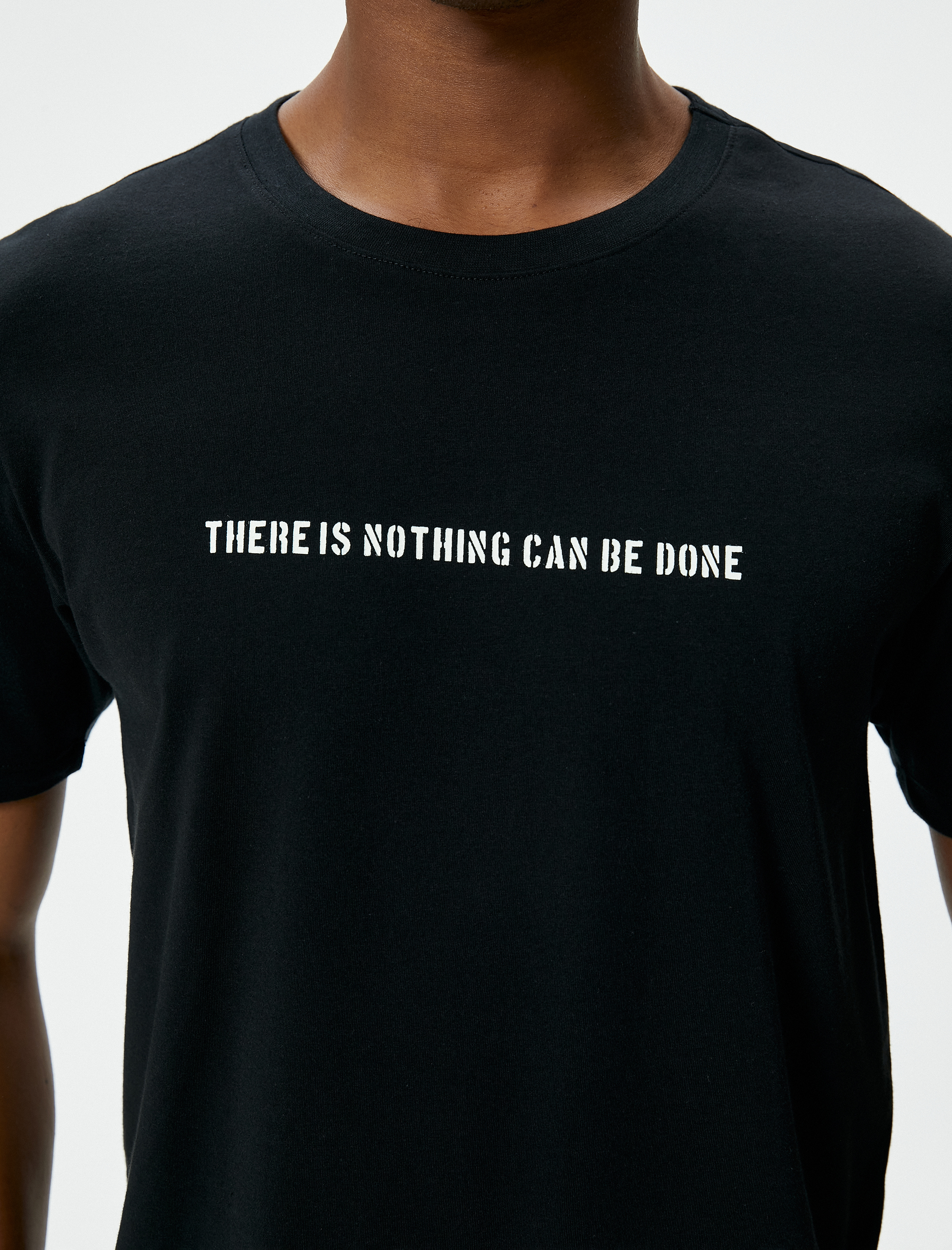   Slogan Baskılı Tişört Slim Fit Bisiklet Yaka Kısa Kollu