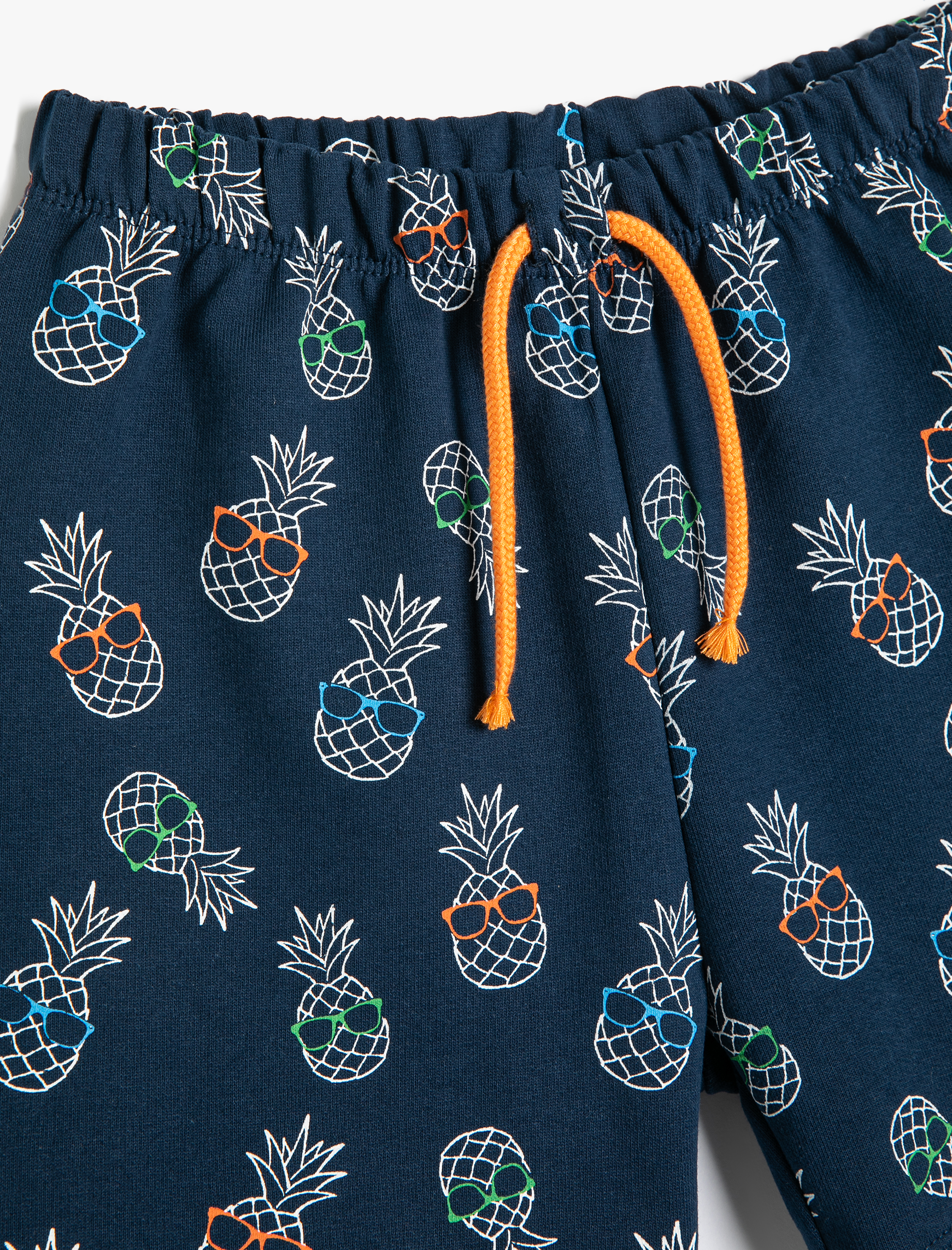  Erkek Bebek Ananas Baskılı Şort Beli Bağlamalı Pamuklu