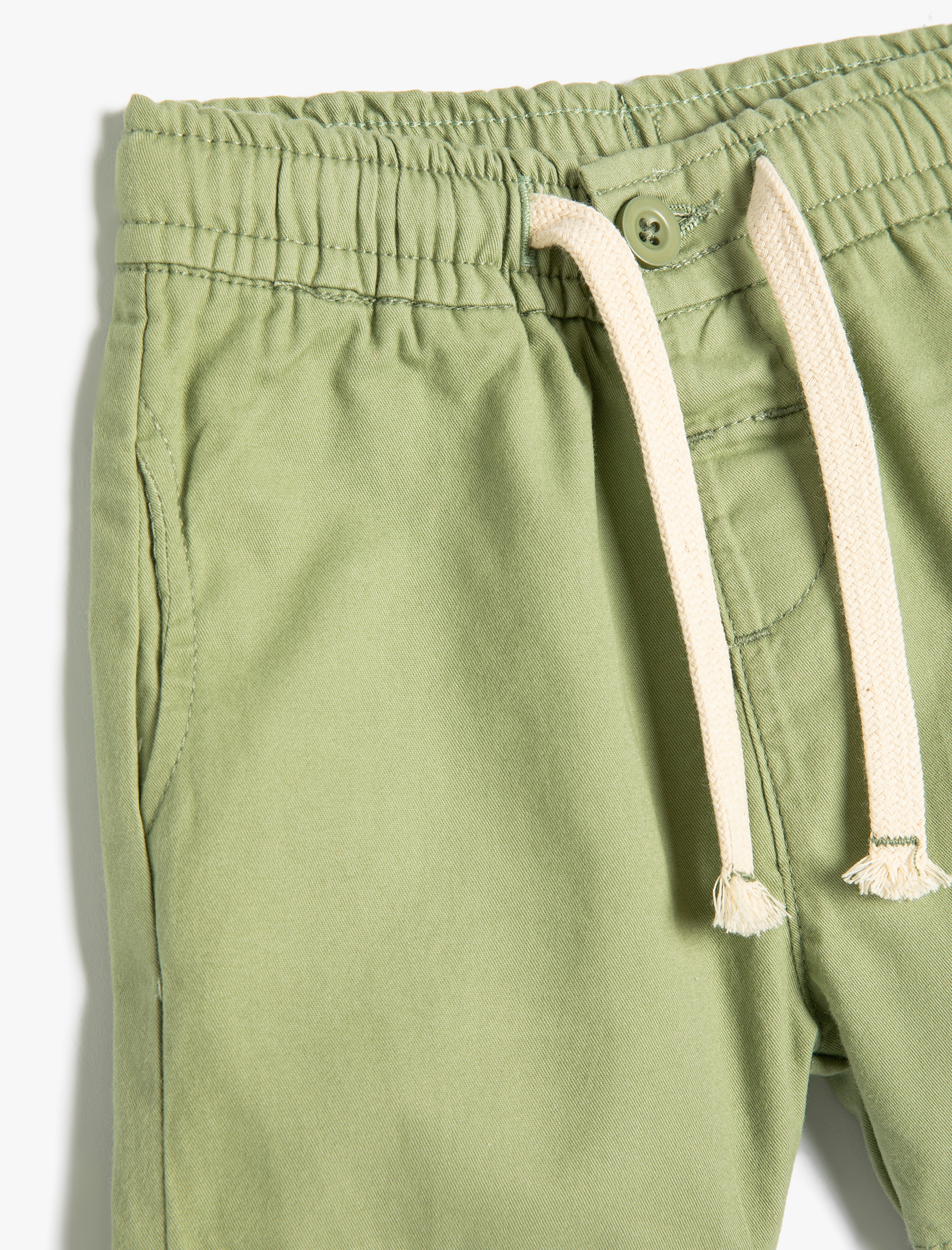  Erkek Bebek Basic Şort Beli Bağlamalı Cepli Pamuklu