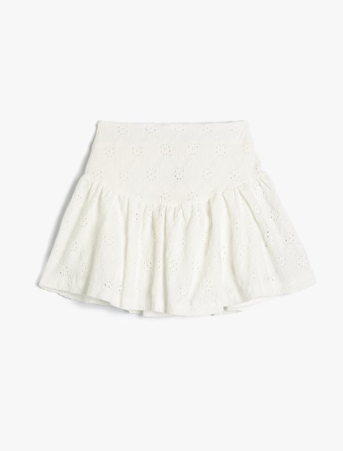 Kız Çocuk Fistolu Mini Etek Beli Lastikli