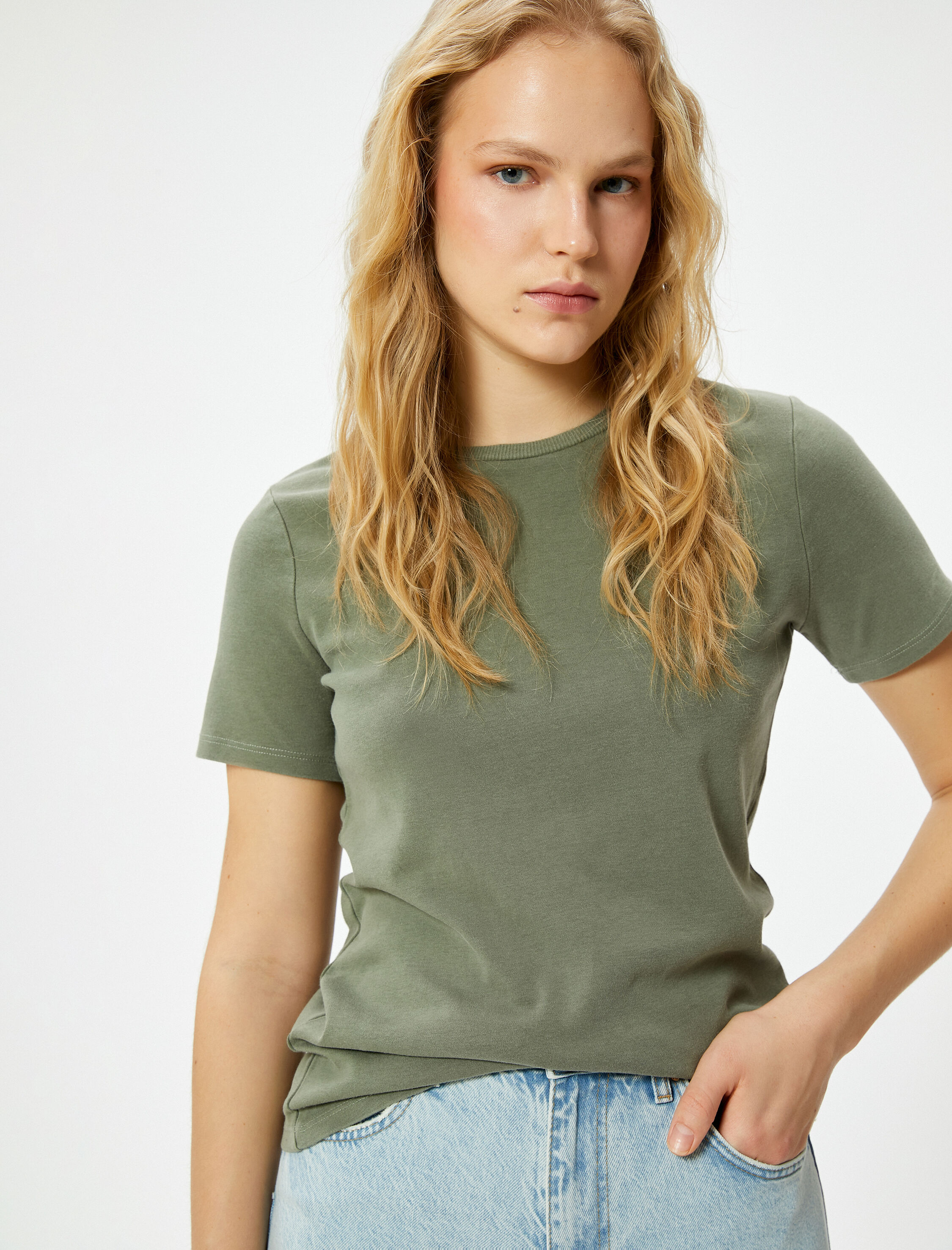   Basic Tişört Kısa Kollu Bisiklet Yaka Standart Kesim Pamuklu