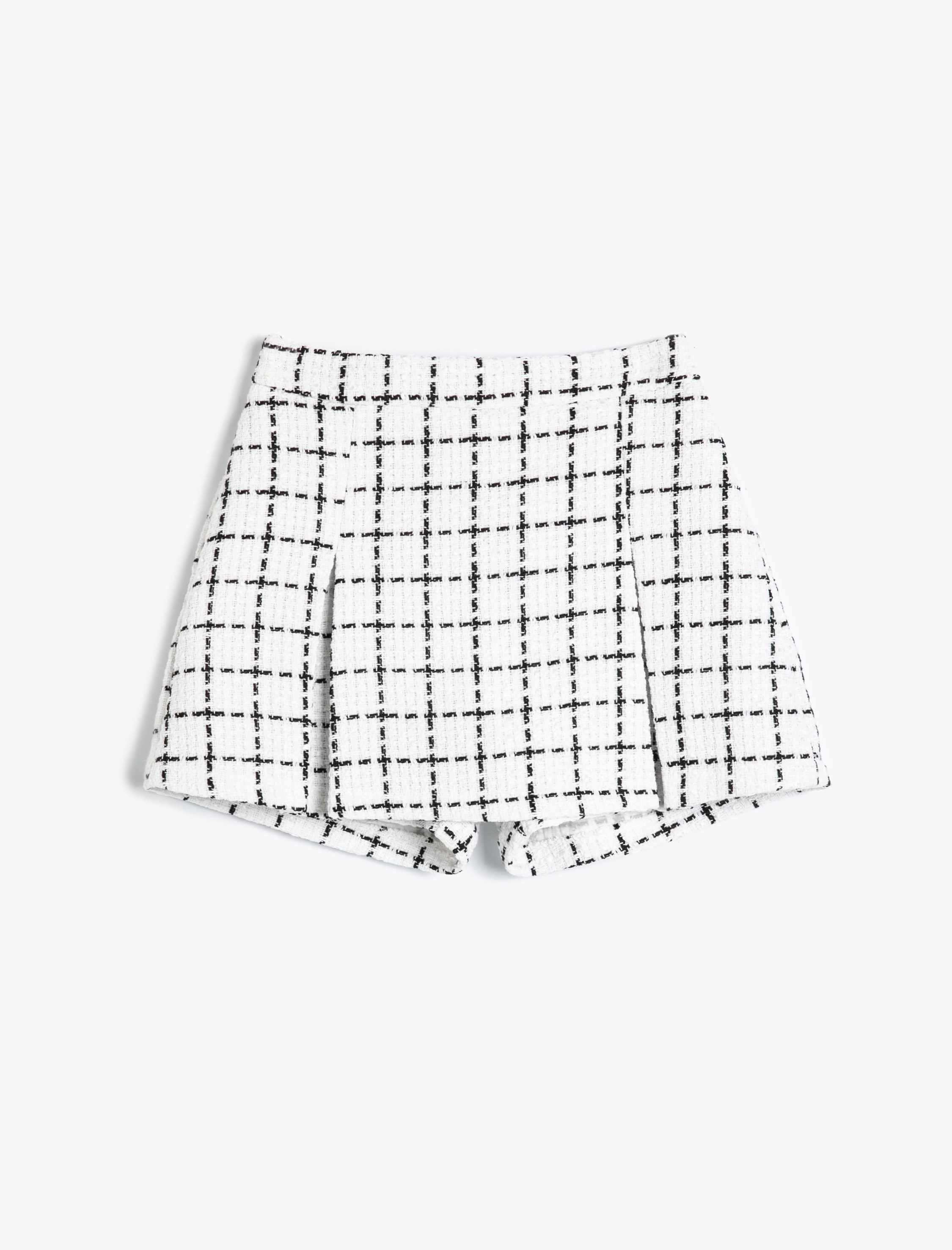  Kız Çocuk Tüvit Şort Etek Ekoseli Beli Lastikli