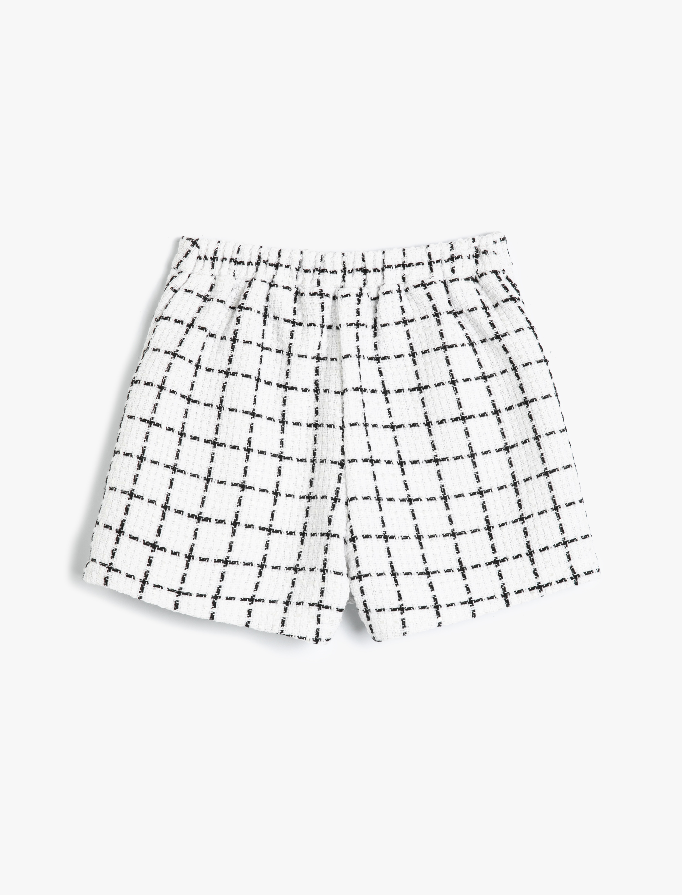  Kız Çocuk Tüvit Şort Etek Ekoseli Beli Lastikli