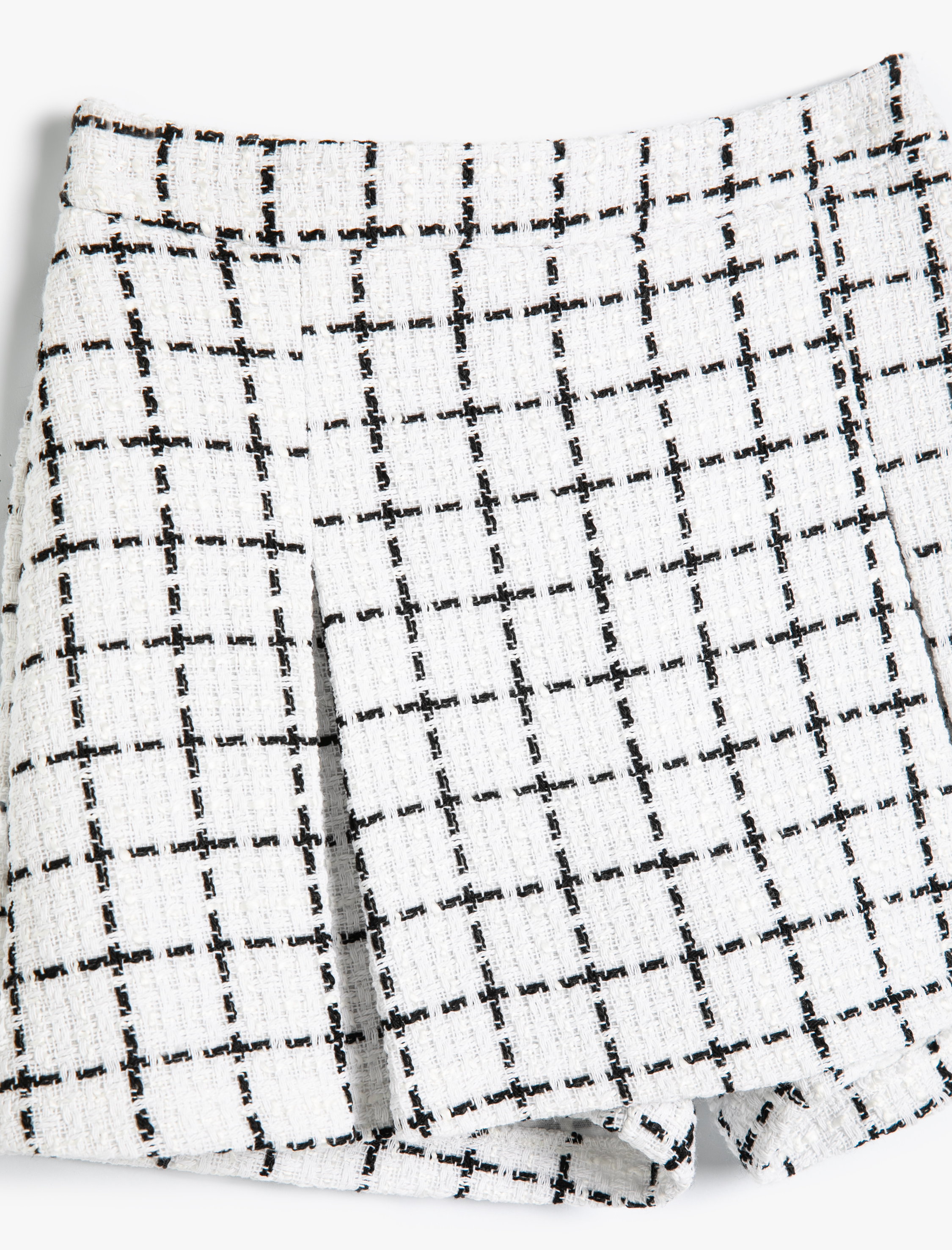  Kız Çocuk Tüvit Şort Etek Ekoseli Beli Lastikli