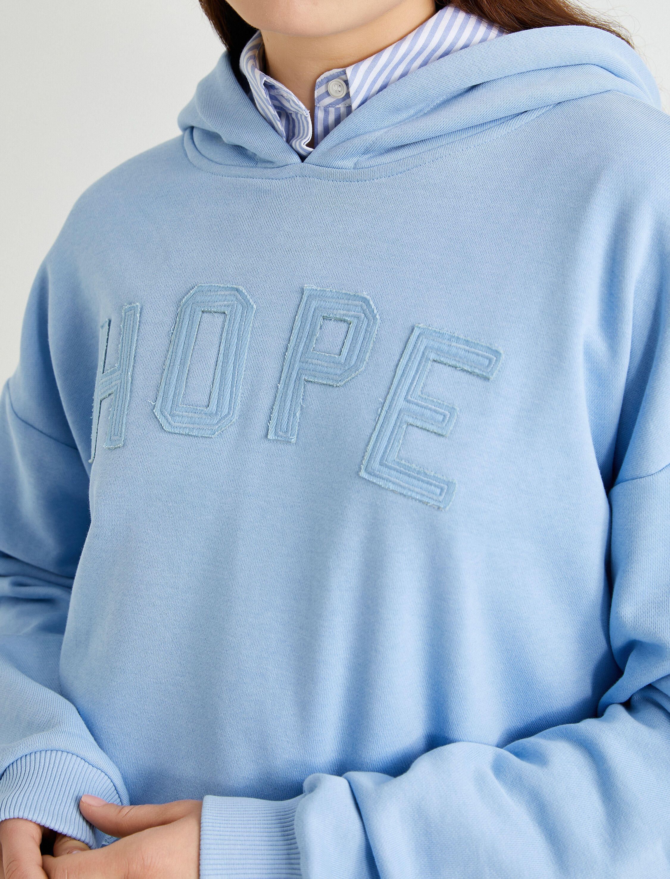   Oversize Sweatshirt Kapüşonlu Sloganlı