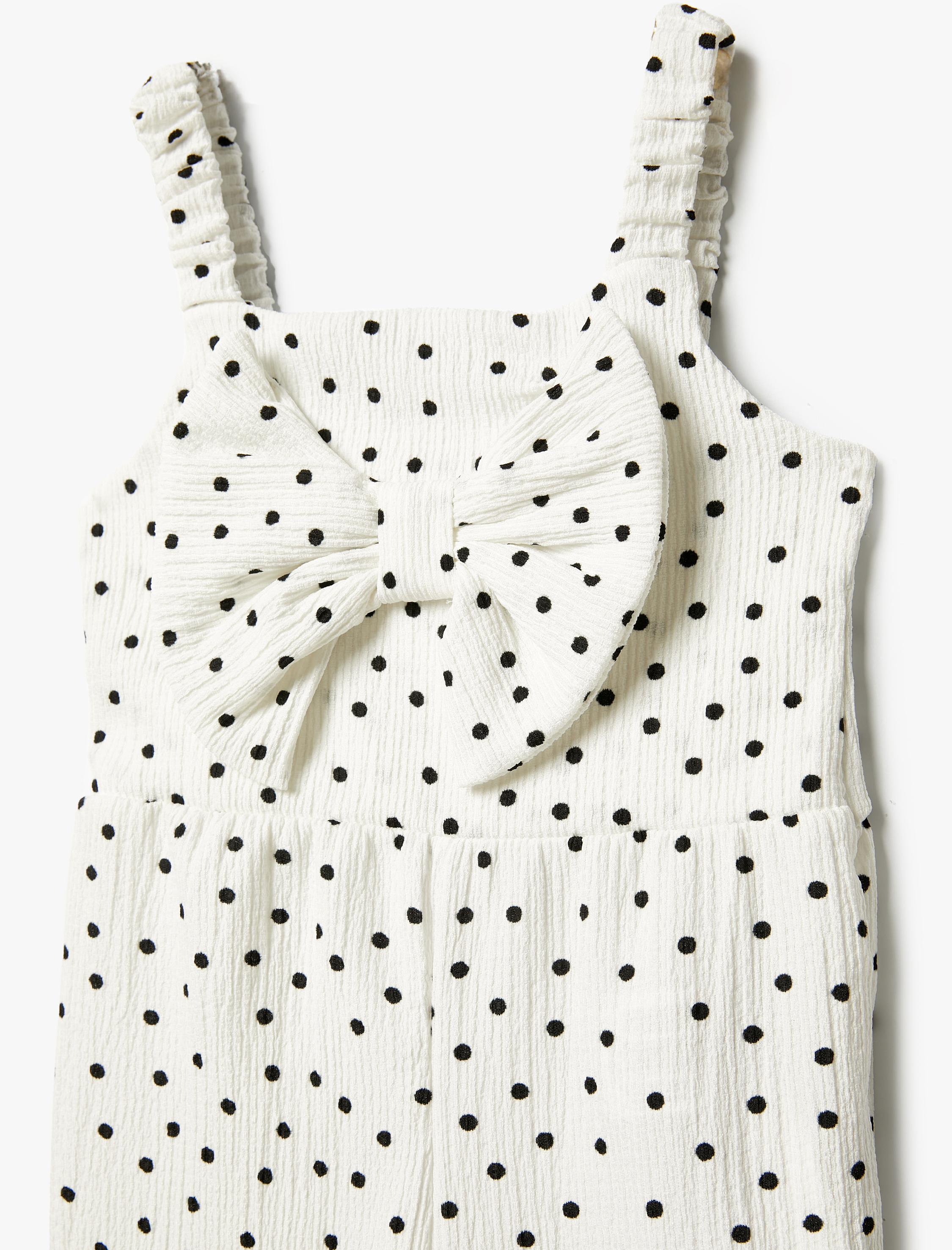  Kız Bebek Askılı Tulum Puantiyeli Tam Boy Dokulu Baskılı